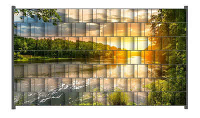 Wallario Sichtschutzstreifen »Sonnenuntergang am Fluss in grüner Umgebung«