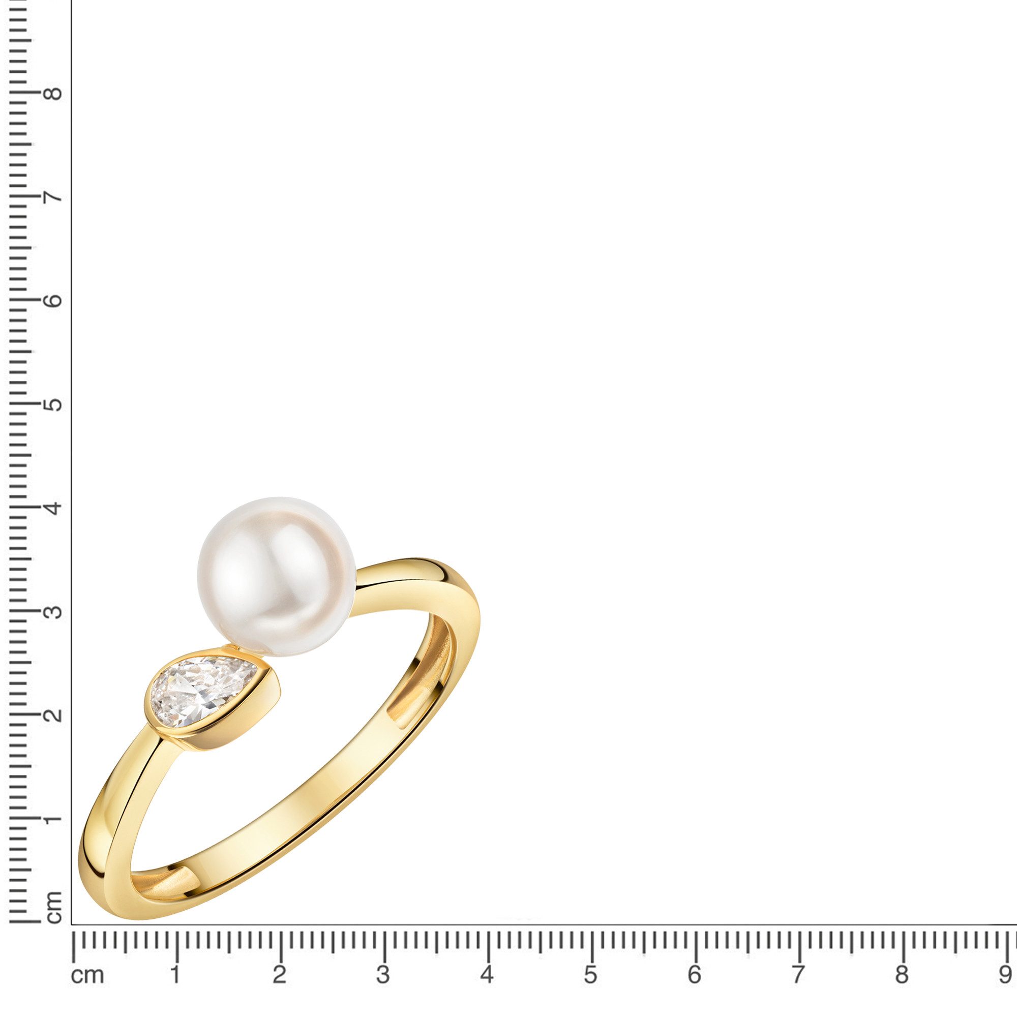 Firetti Fingerring Schmuck Geschenk Gold 333 Damenring Ring Tropfen, mit Zirkonia (synth) - mit Süßwasserzuchtperle