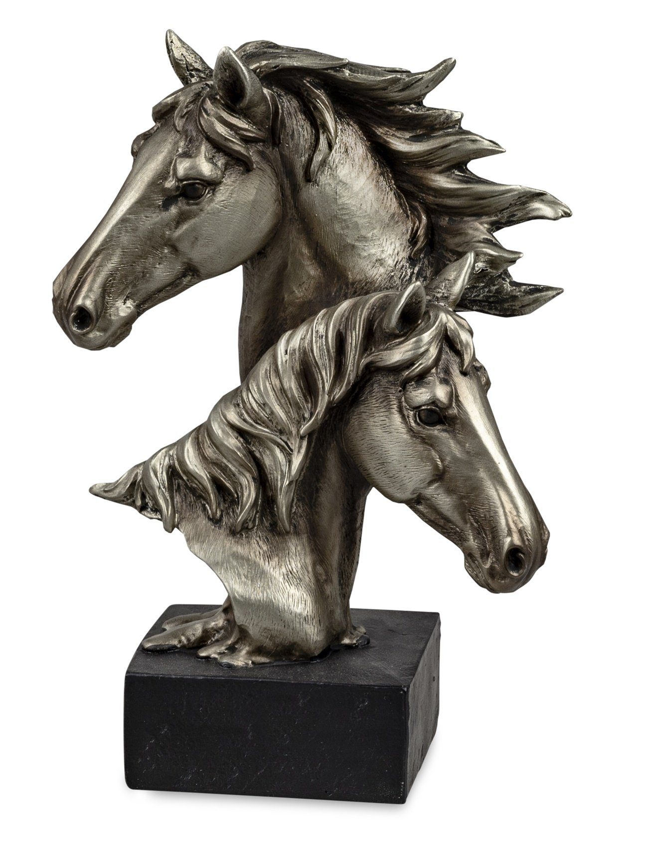 dekojohnson Dekofigur Pferdebüste silber Skulptur Pferdefigur 15x24cm