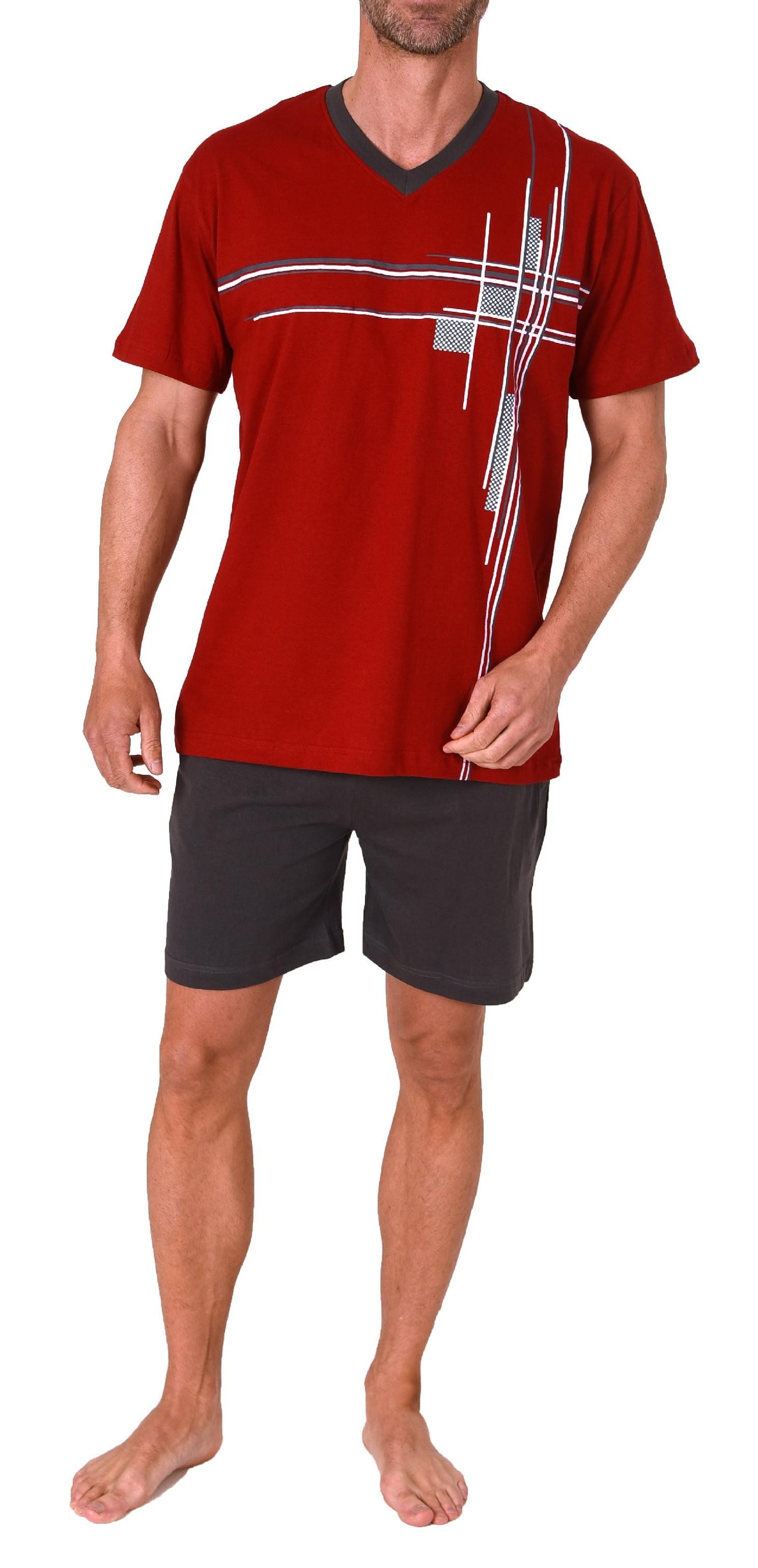 Normann Pyjama Herren Shorty Schlafanzug kurzarm mit Frontprint - auch in Übergrößen