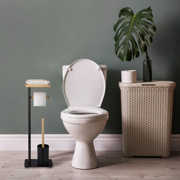 relaxdays WC-Garnitur WC Garnitur Bambus & Eisen