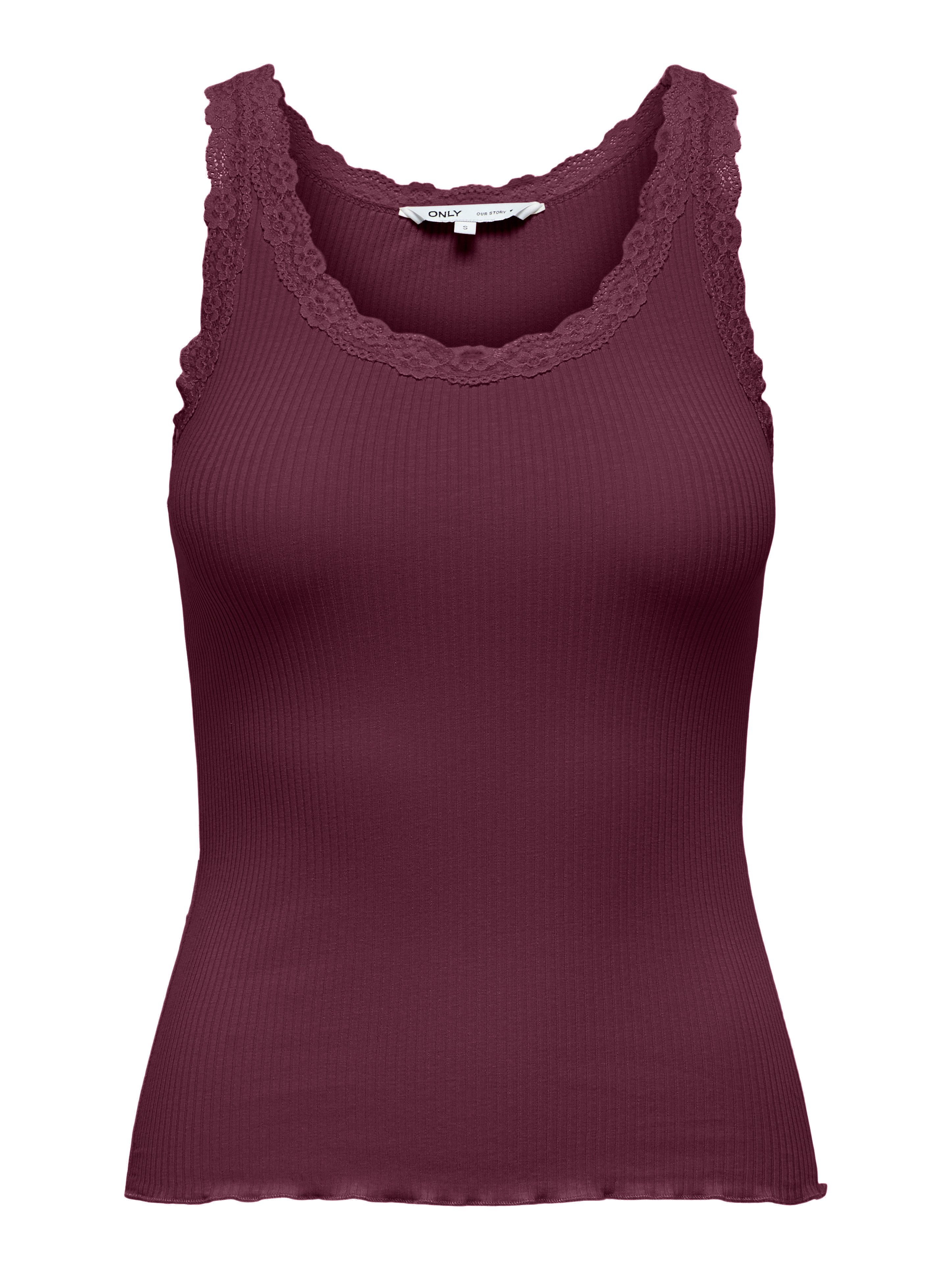 ONLY Tanktop ONLSARA – Tanktop mit Spitzendetail am Ausschnitt Baumwollmisc günstig online kaufen