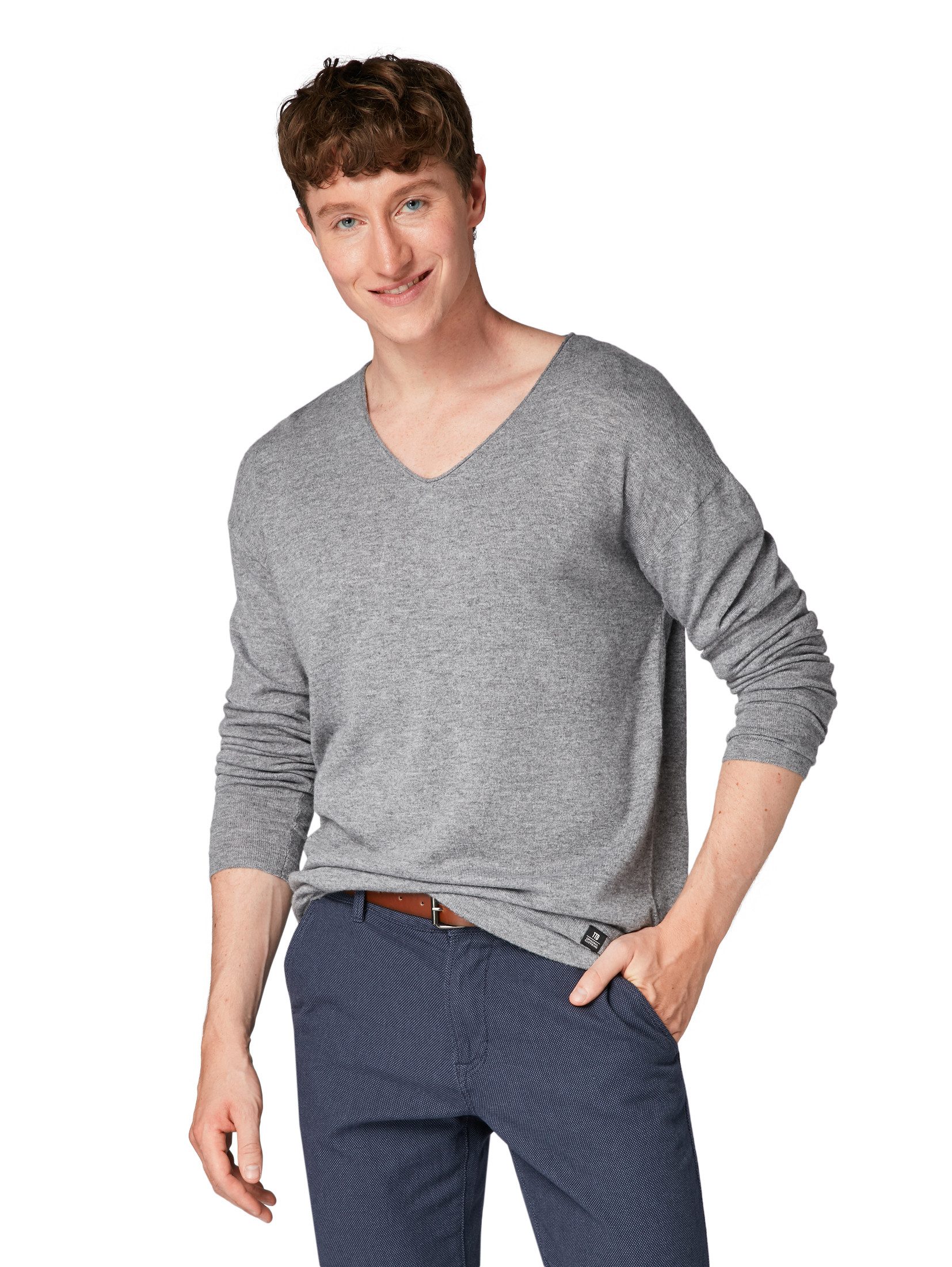 TOM TAILOR Denim V-Ausschnitt-Pullover V-Neck Langarmshirt Cozy 5769