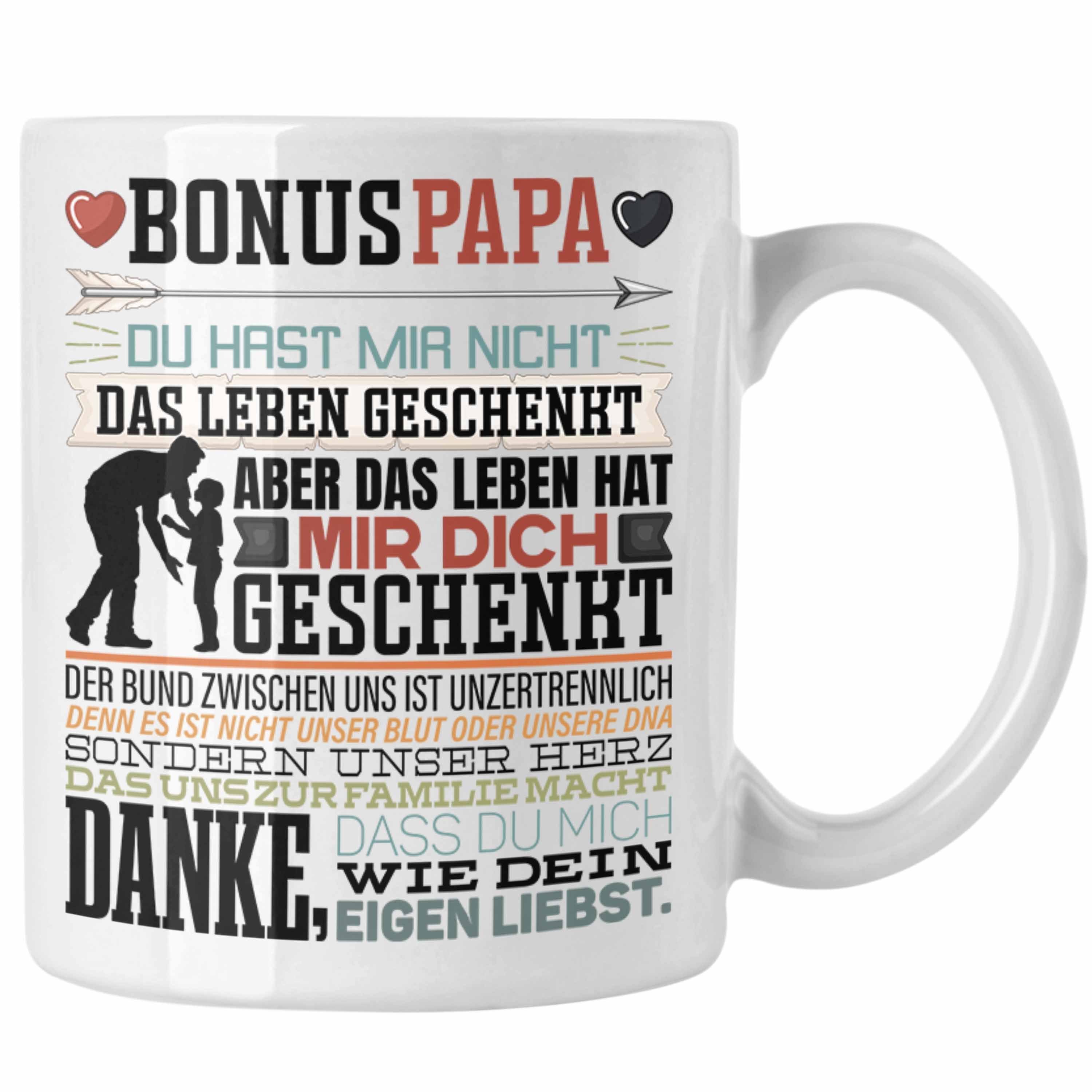 Geschenk Vatertag Spr Weiss Tasse Trendation Bonus Papa Lustiger Tasse Stiefvater Stiefvater