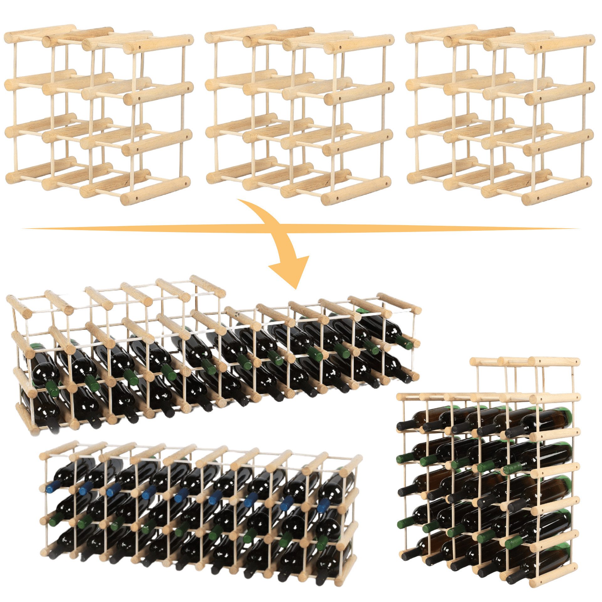 Modo24 Flaschenregal RW7 Eiche Nadelholz Massivholz Für 12 bis 76 Flaschen günstig online kaufen