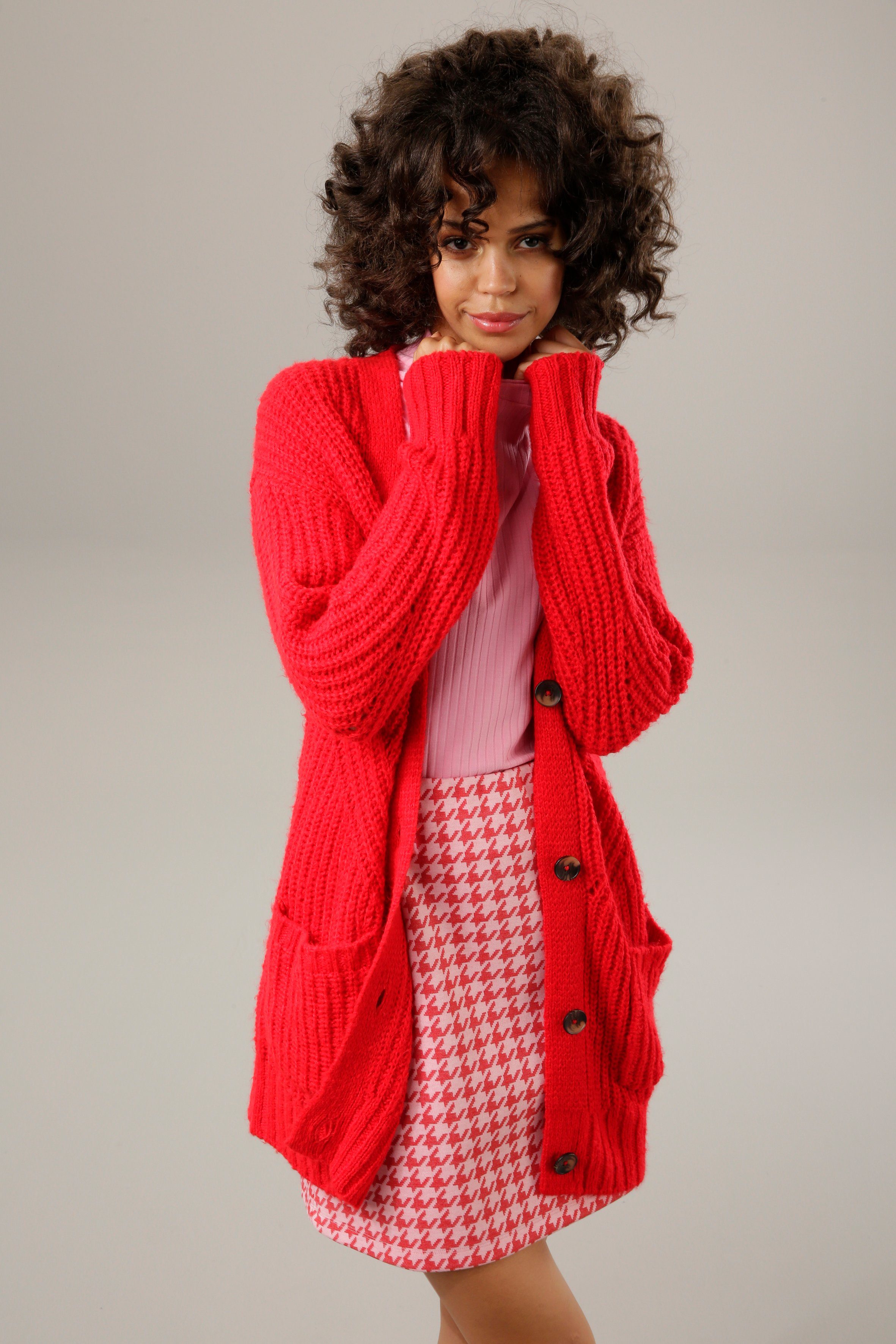 Aniston CASUAL Strickjacke mit kunstvollem Strickmuster günstig online kaufen