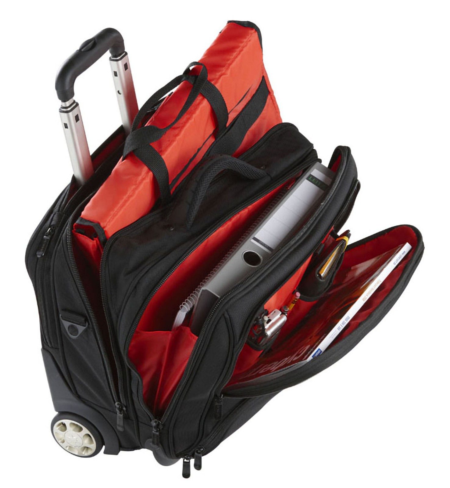 Dermata Business-Trolley Notebooktrolley Pilotenkoffer mit Rollen viele Fächer, bis 17, 2 Rollen