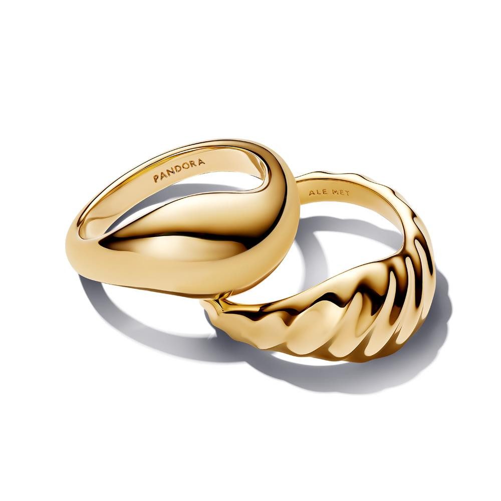 Pandora Fingerring Kombinierbare wellige Damenringe, Essence, vergoldet von PANDORA