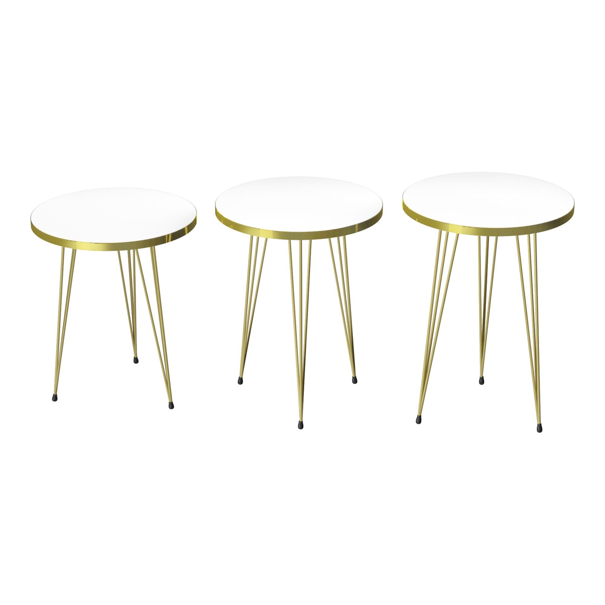 en.casa Satztisch, »Ry« Satztisch in 3er Set Weiß / Gold günstig online kaufen