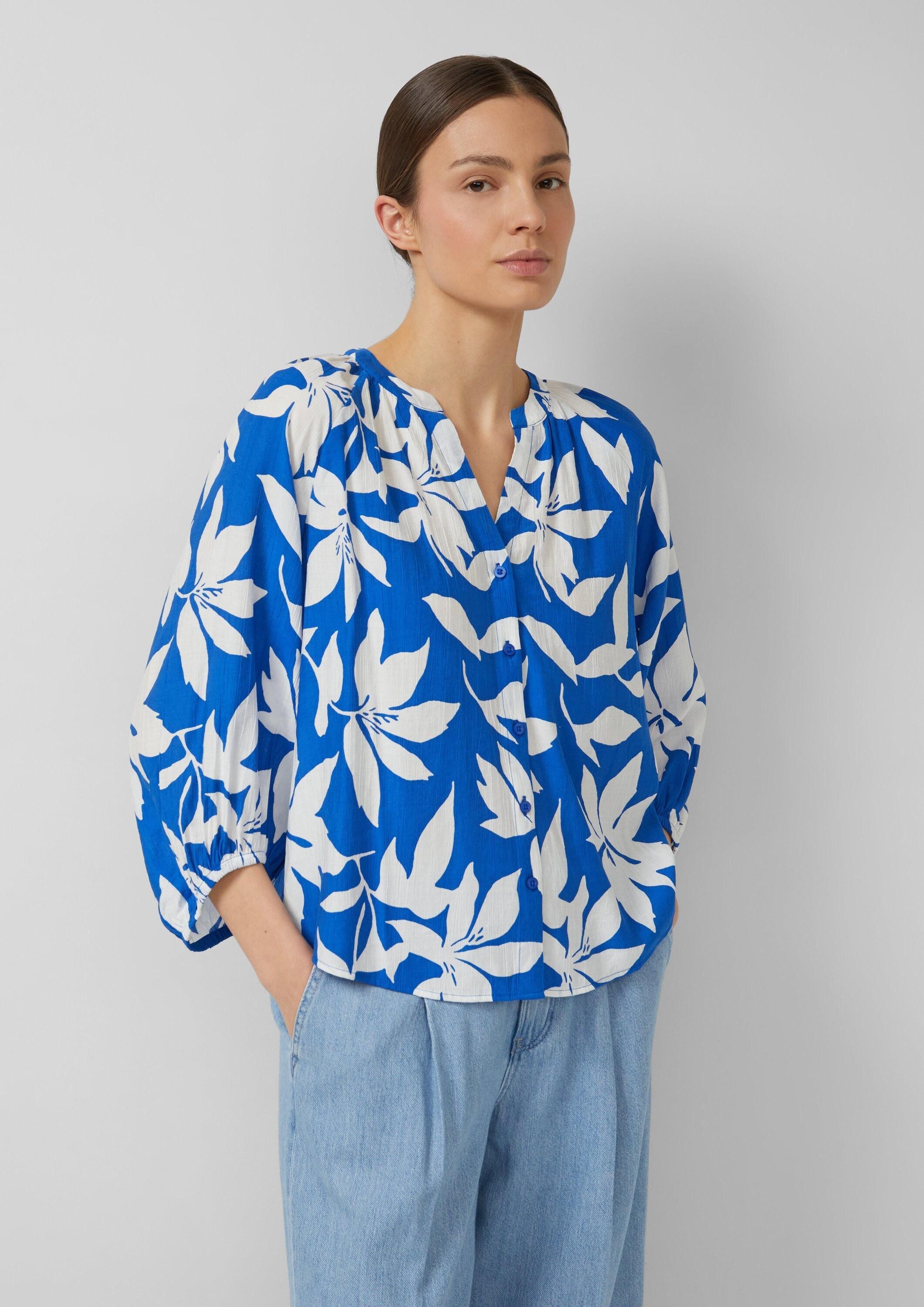 s.Oliver Kurzarmbluse Bluse Strukturierte Bluse mit weitem Ärmel