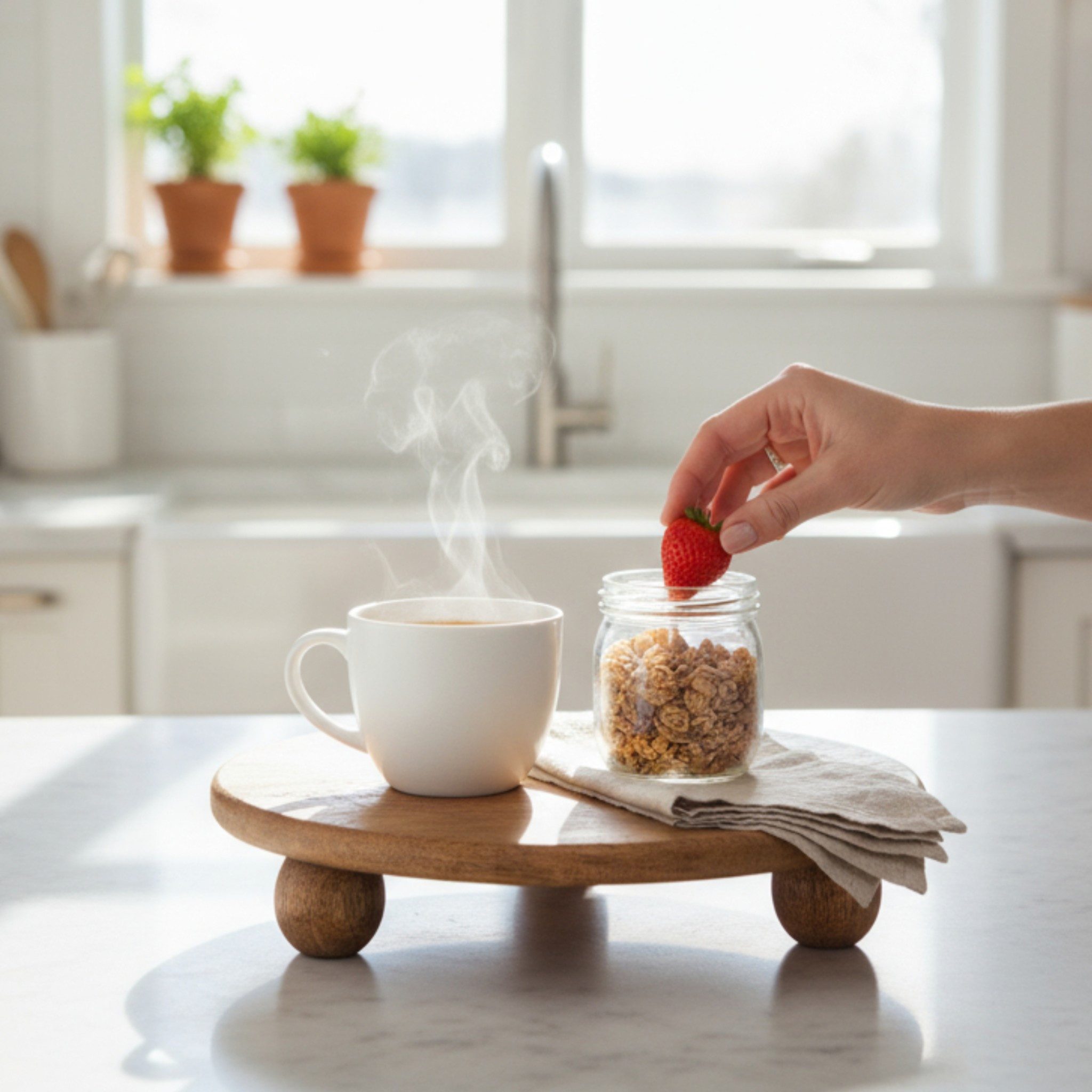 Meinposten Dekoteller Kerzentablett rund auf Füßen Kerzentablett Holztablett Blumenhocker (1 St)