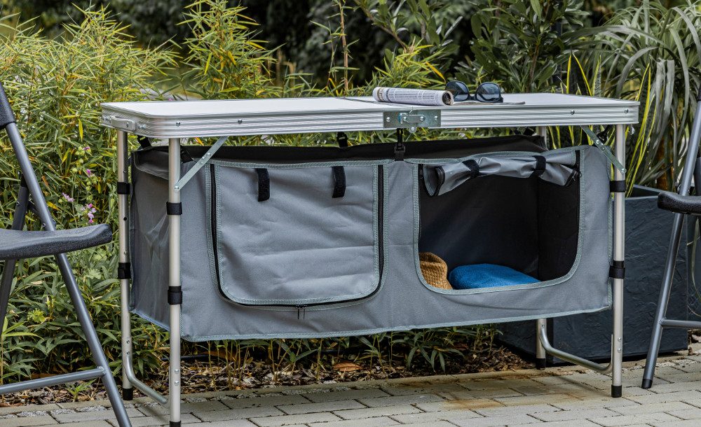 ONDIS24 Campingschrank Campingtisch Campingküche Gartentisch mit 2 Fächern günstig online kaufen