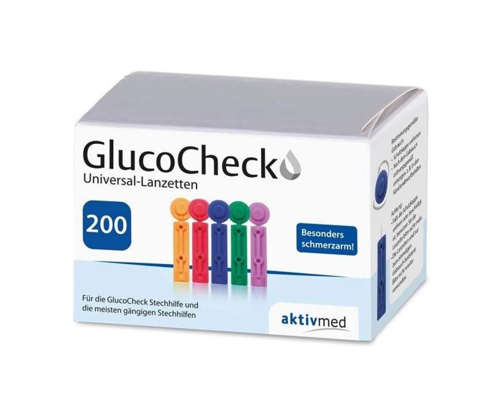 aktivmed Lanzetten GlucoCheck Universal-Lanzetten, 28,00G, Spar-Set, Schmerzarme Blutentnahme, Universelle Kompatibilität, 200 tlg., Für Diabeteker, Blutzuckerkontrolle