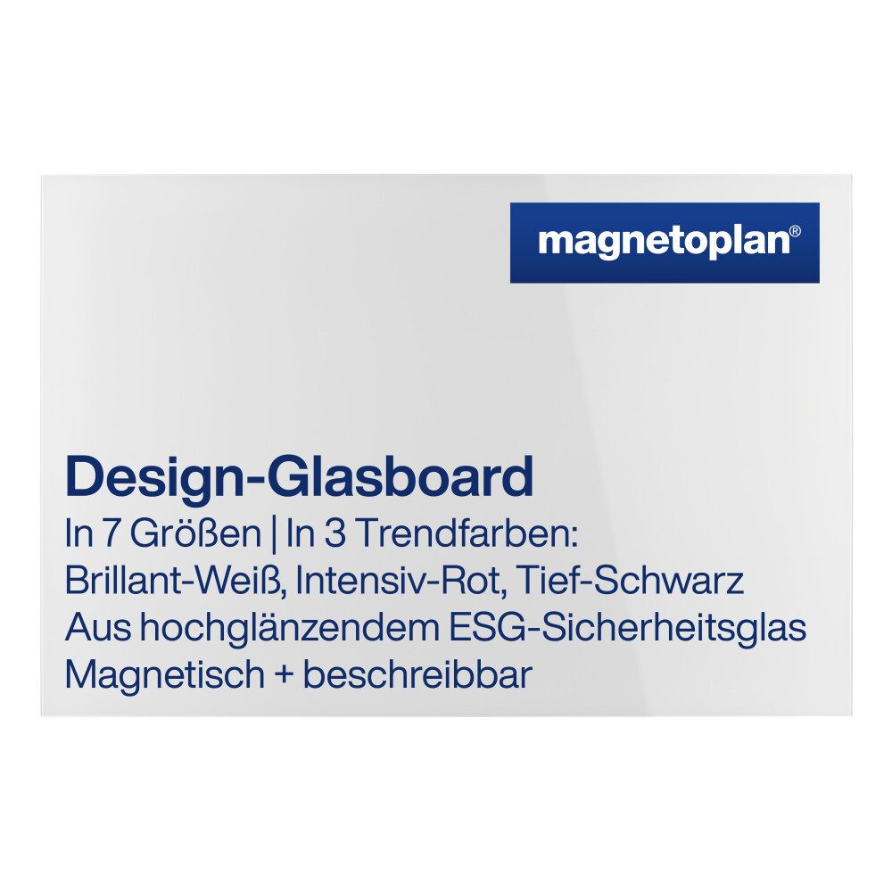 Anzeigetafel Design Glas-Magnettafel - 150x100cm - magnetisch/beschreibbar - Weiß