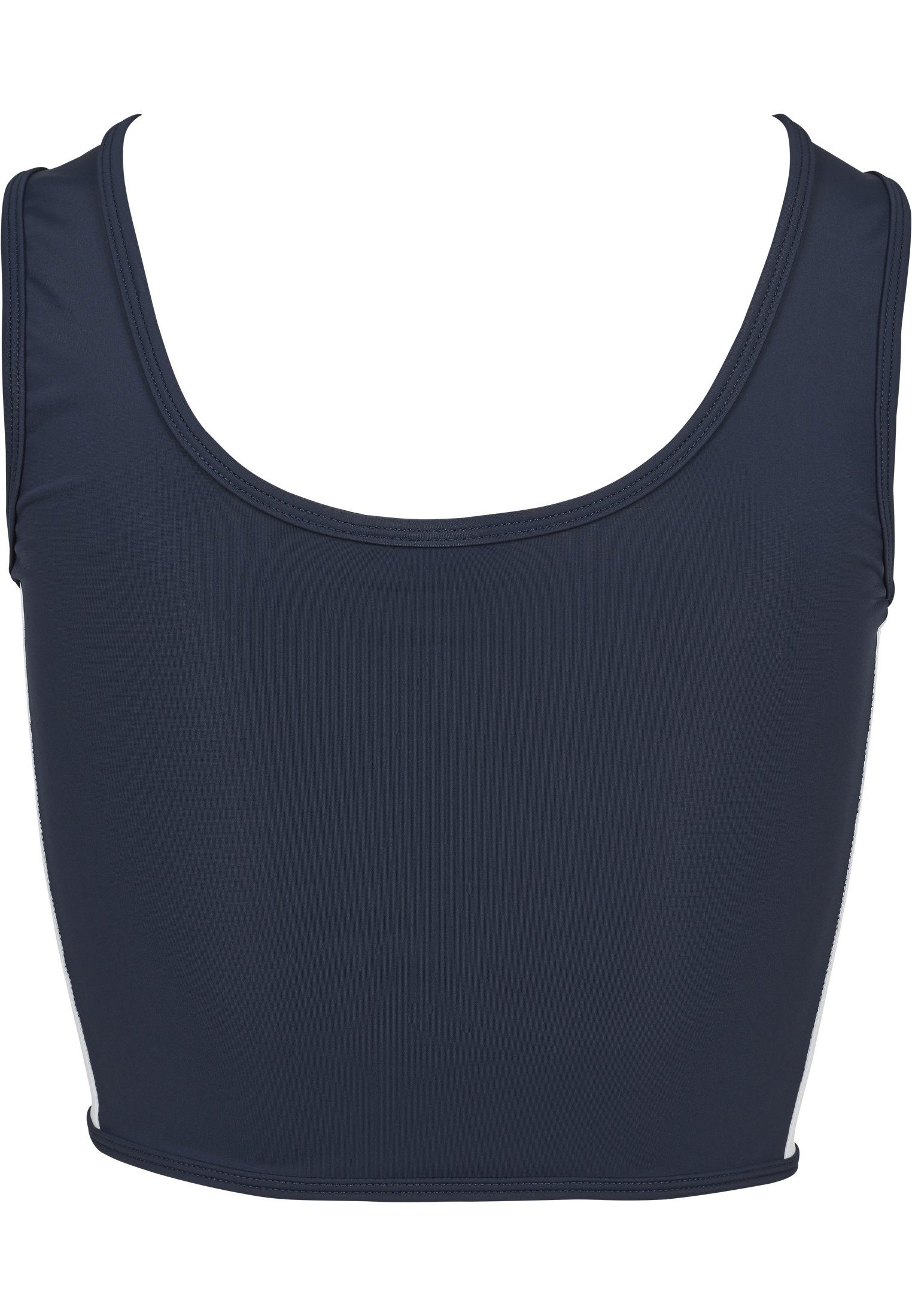 URBAN CLASSICS T-Shirt Damen Stripe Ladies (1-tlg) Zip Cropped Side Top navy/firered/white