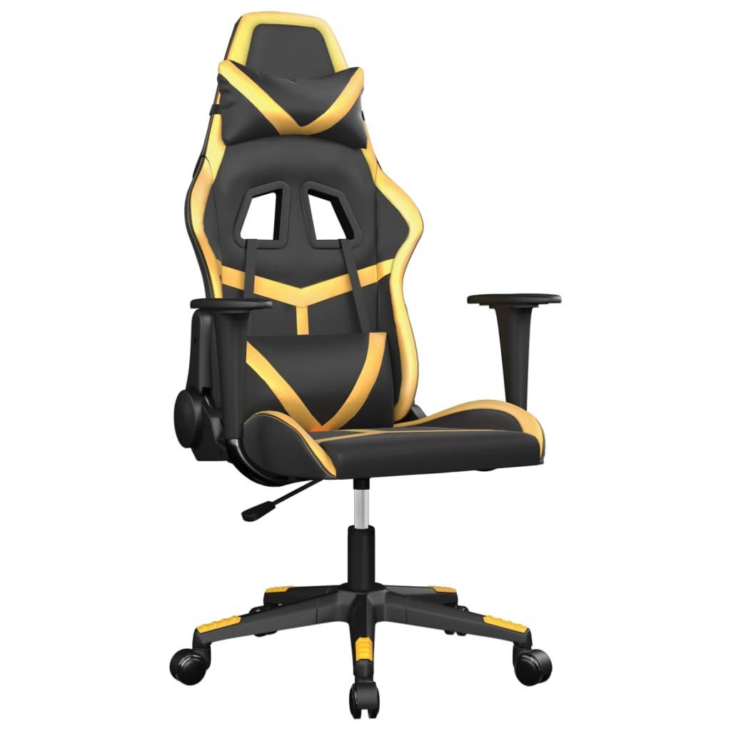 furnicato Gaming-Stuhl Kunstleder Schwarz Gold 66,5x61x(118-127,5) cm (1 St)