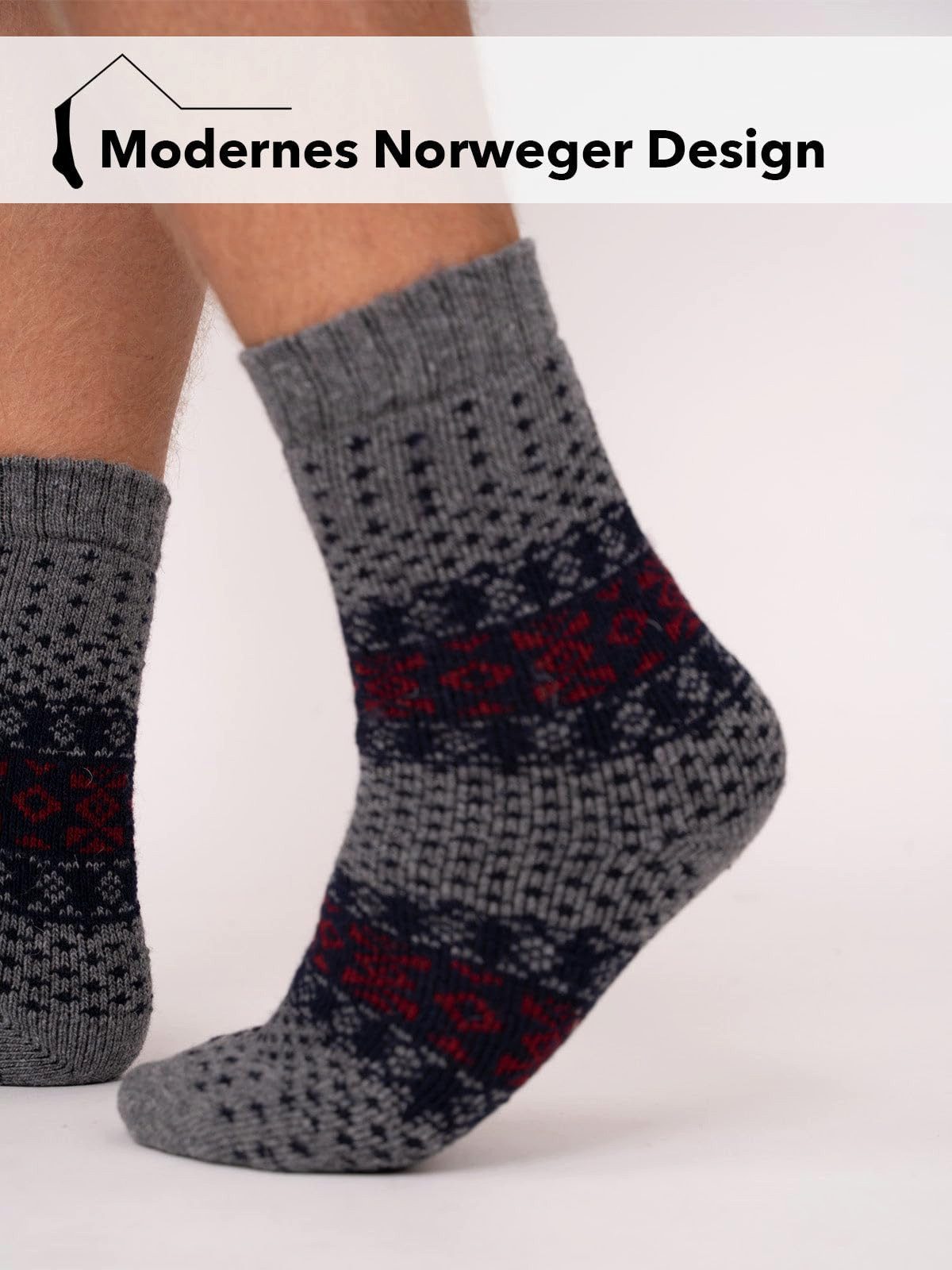 HomeOfSocks Socken 45% Wollsocken Buntes Skandinavisches Design Dicke Socken Hyggelig Warm Mit Hohem 45% Wollanteil In Bunten Design