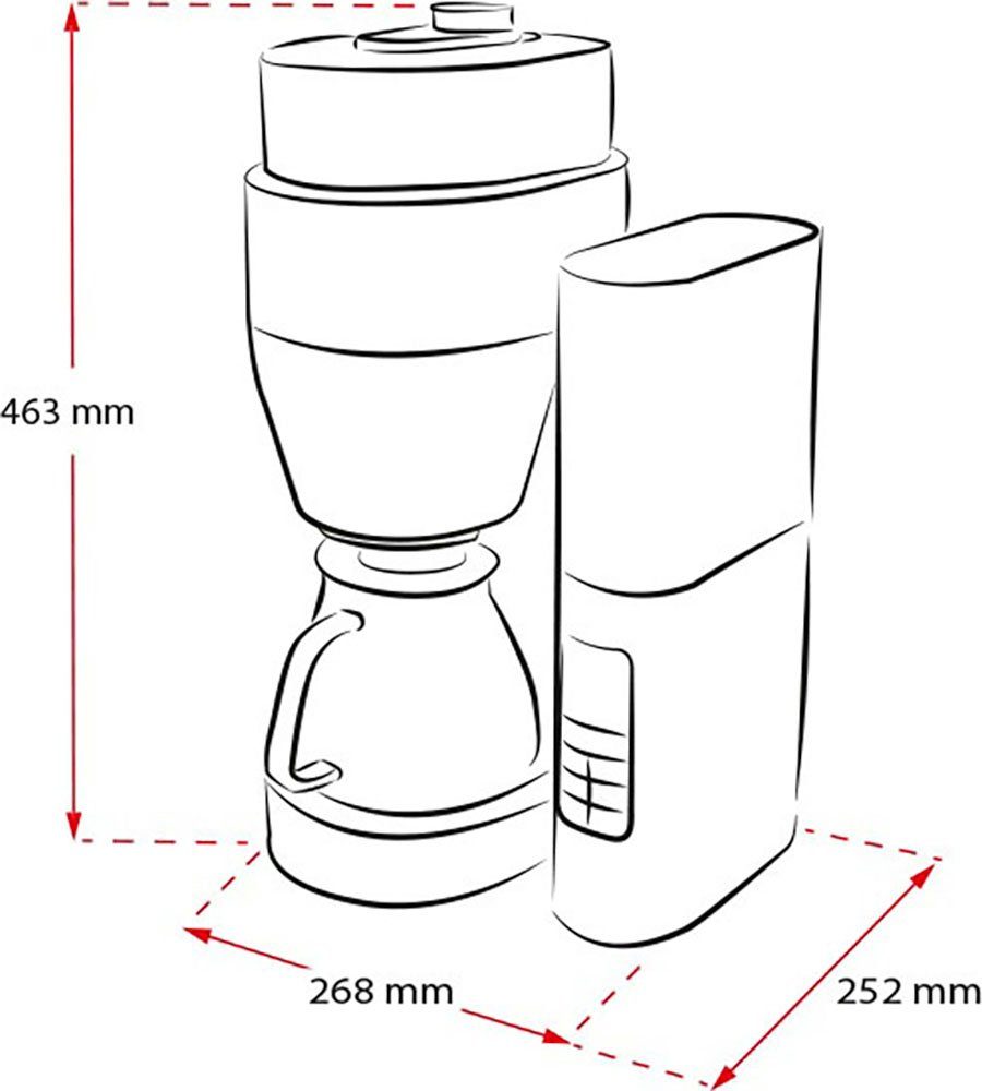 Kaffeekanne, Mahlwerk AromaFresh X Melitta 1x4 Kaffeemaschine 1030-02, mit Pro 1,25l Papierfilter
