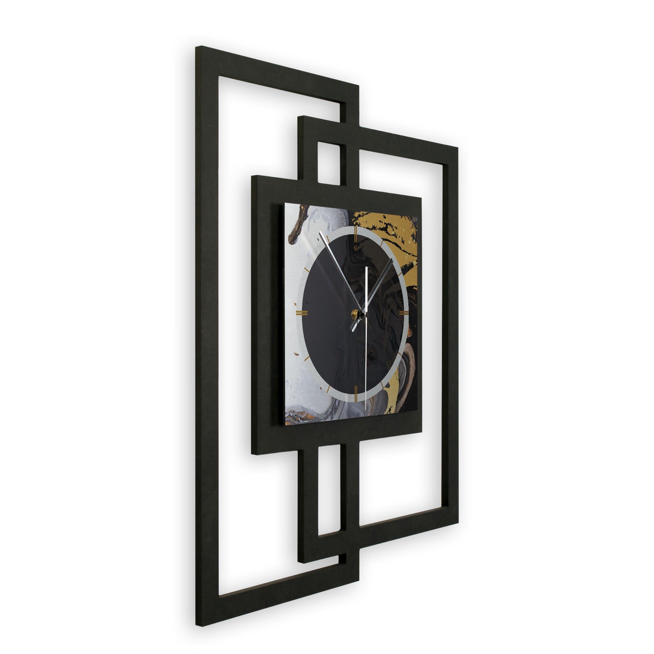 Kreative Feder Wanduhr Design-Wanduhr „Dark Elegance“ in modernem Metallic- günstig online kaufen
