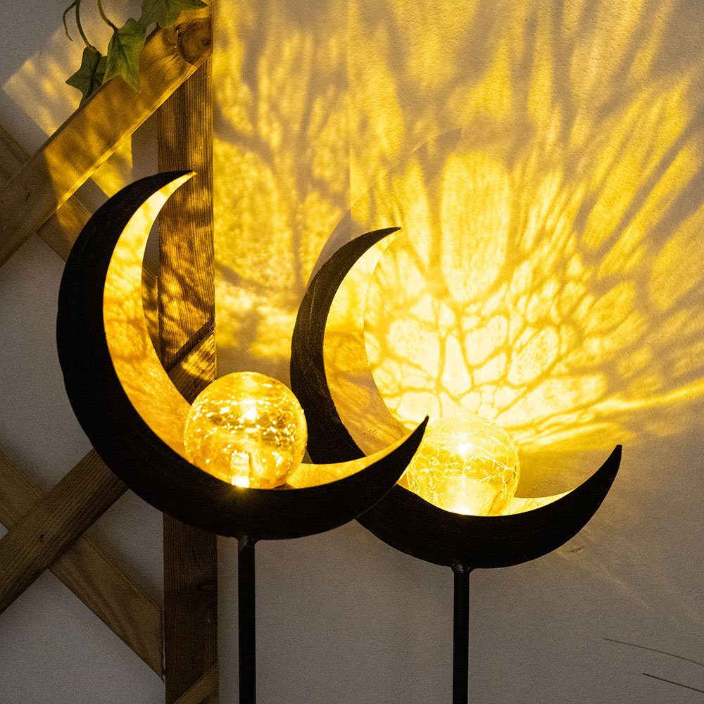 GLOBO LIGHTING LED Solarleuchte, LED-Leuchtmittel fest verbaut, 2er Set LED Solar Leuchten Außen Beleuchtungen Dekoration Steck