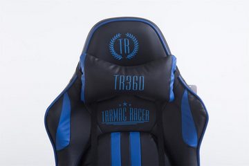 TPFLiving Gaming-Stuhl Limitless-2 mit bequemer Rückenlehne - höhenverstellbar - 360° drehbar (Schreibtischstuhl, Drehstuhl, Gamingstuhl, Racingstuhl, Chefsessel), Gestell: Metall chrom - Sitzfläche: Kunstleder schwarz/blau