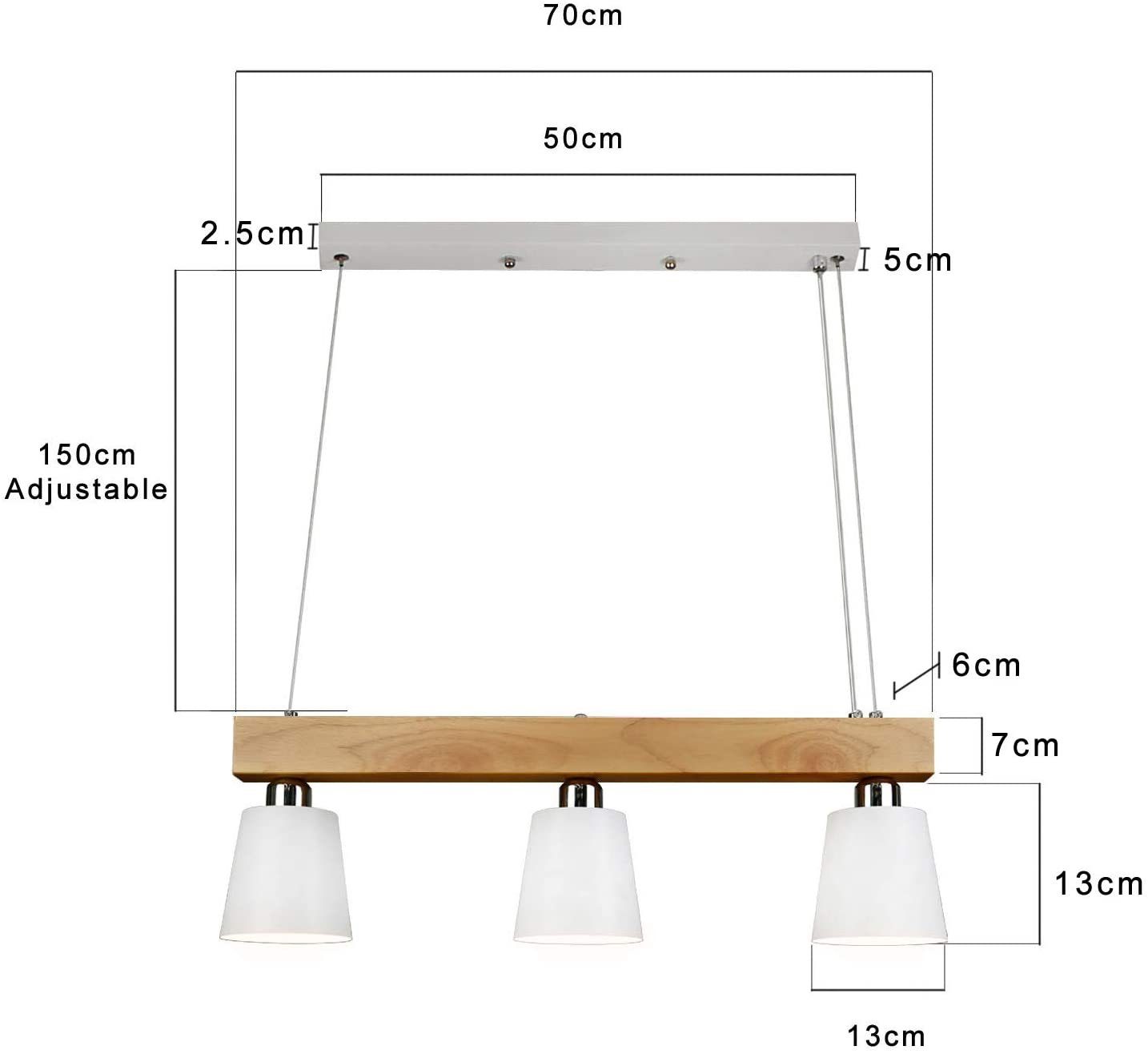 wechselbar LED Holz LED Plug Shine, ZMH Flammig 3 Pendelleuchte Höhenverstellbar, Warmweiß Esstisch