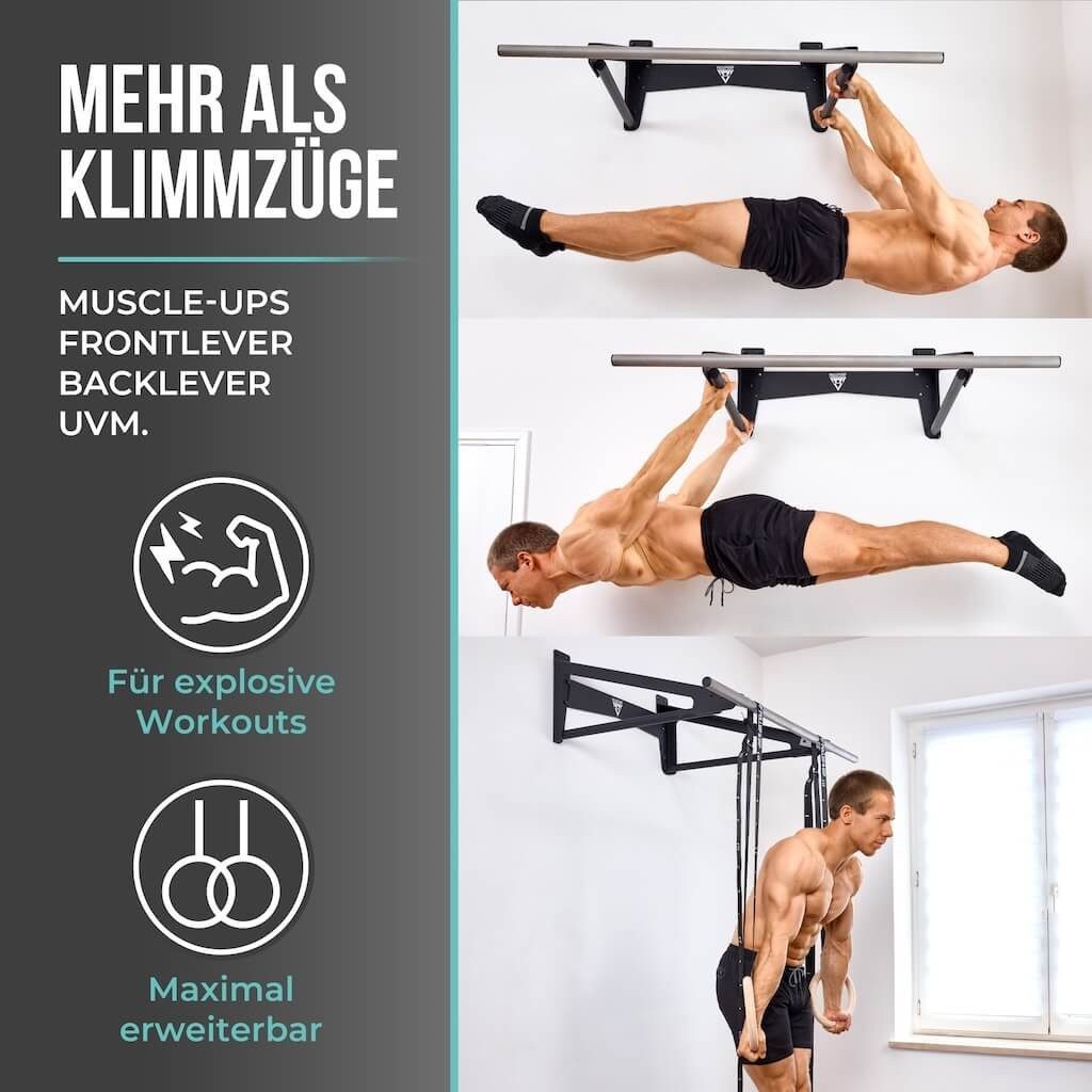 Pullup & Dip Klimmzugstange Muscle-Up Bar, Klimmzugstange mit extra Wandabstand (1-tlg)