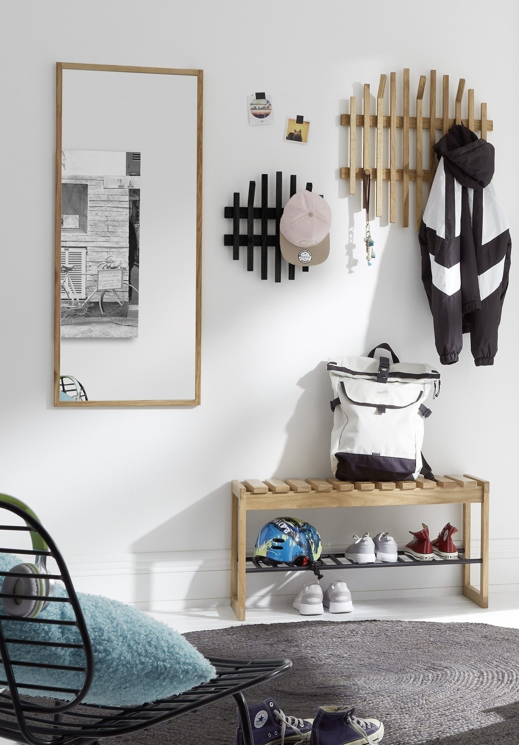 möbelando Garderoben-Set BANTRY, (4-teilig), (4-teilig) in Eiche / schwarz - 150x190x30 (BxHxT)