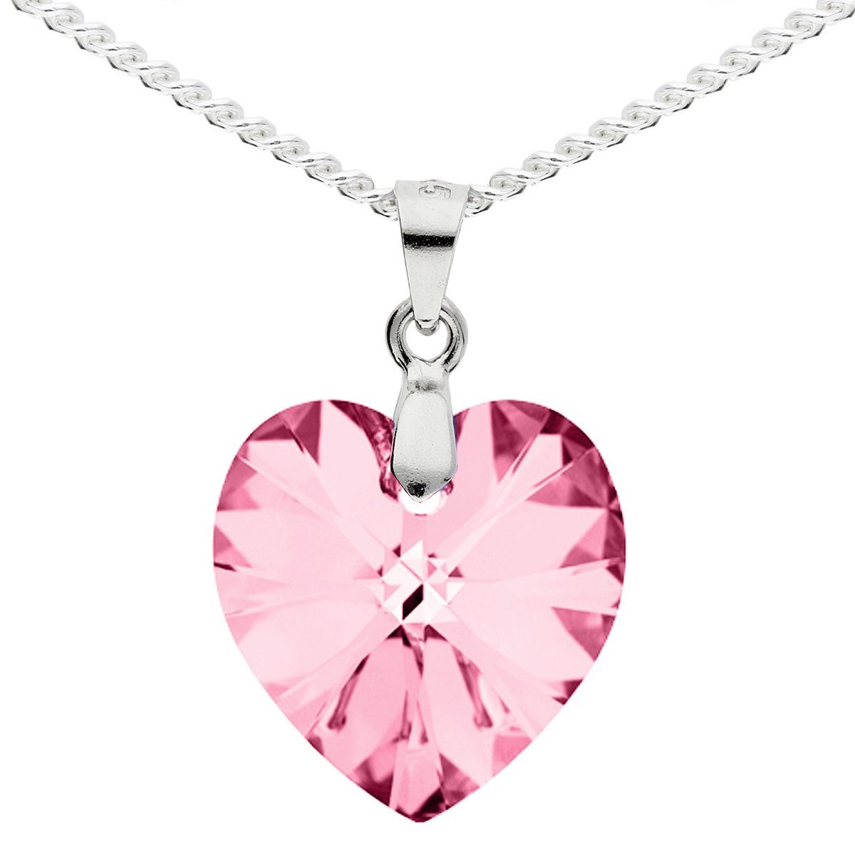 LÖB Kette mit Anhänger 18K Weißgold vergoldet Kette Kristall Herz Anhänger günstig online kaufen