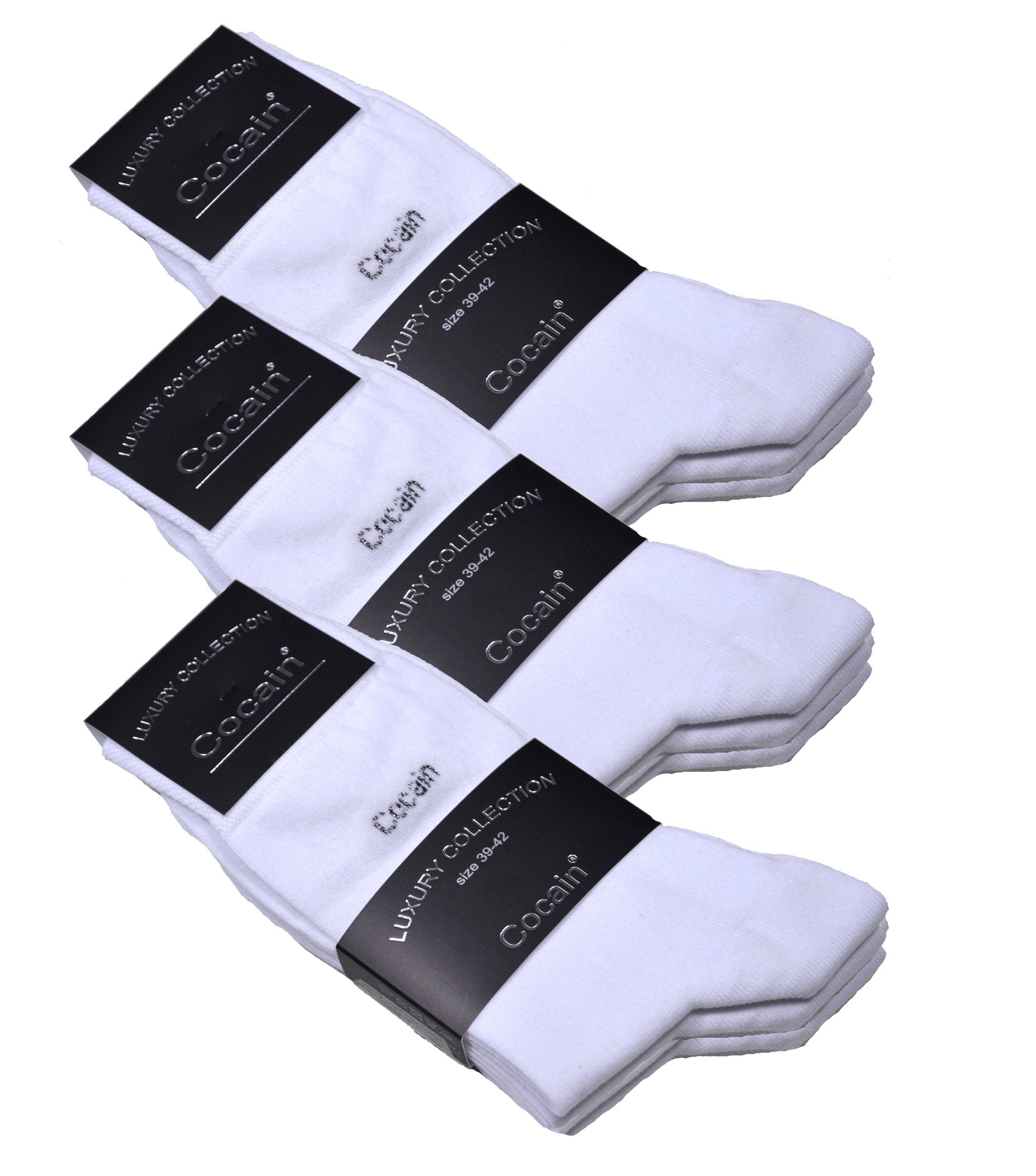 Cocain underwear Businesssocken 9 Paar Damen & Herren Socken (9-Paar) handgekettelt in 200 Nadelqualität weiß | Socken