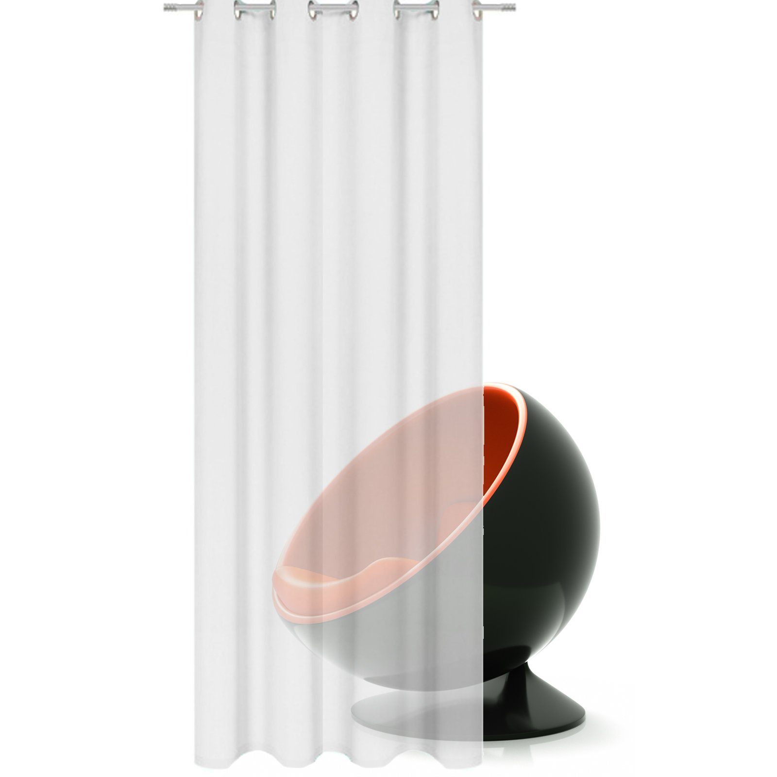 Vorhang Halbtransparenter Ösenvorhang - 140x245cm aus 100% Polyester, JEMIDI Weiß | Fertiggardinen