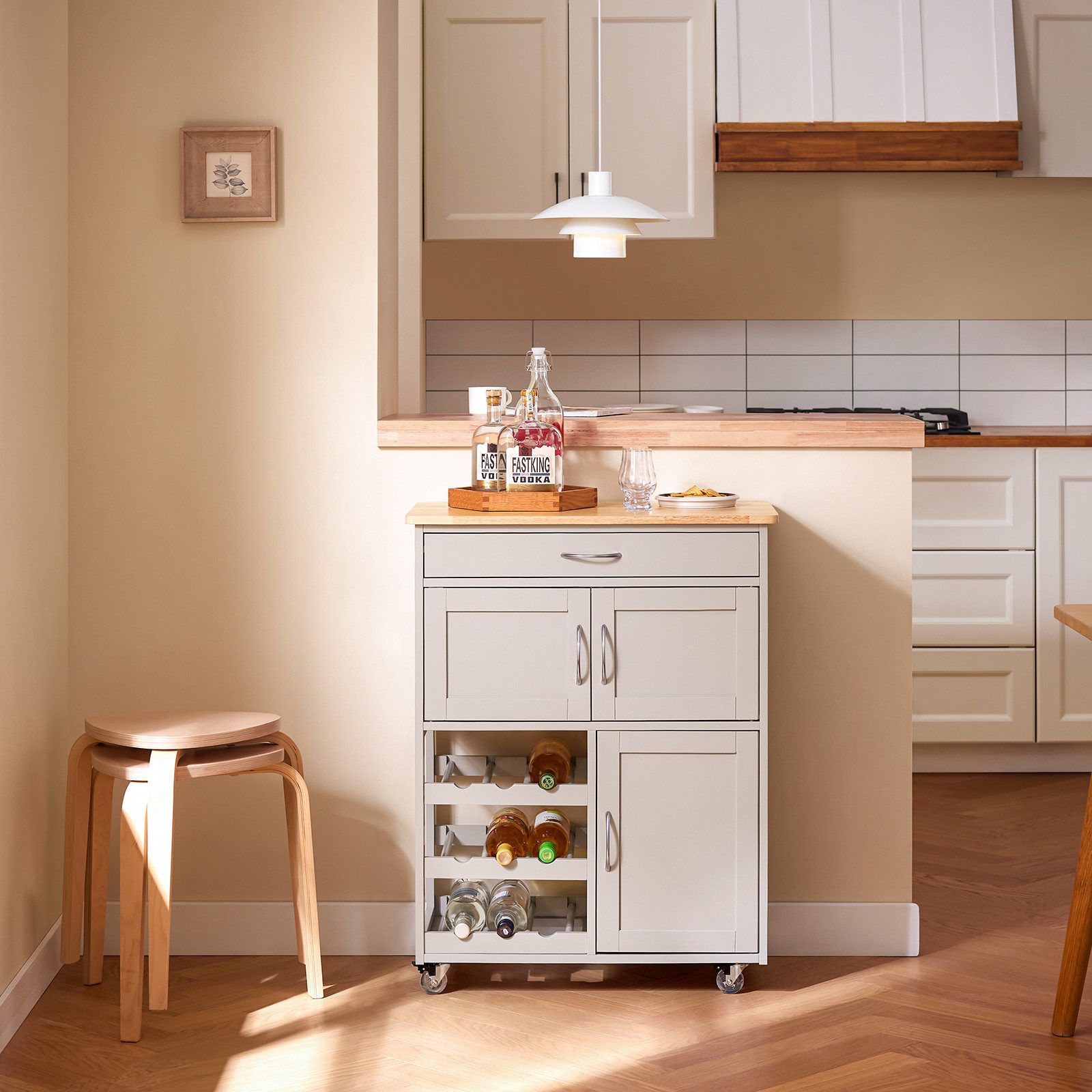 SoBuy Küchenwagen FKW45, Küchenwagen auf Rollen, Kücheninsel, Küchenregal, günstig online kaufen