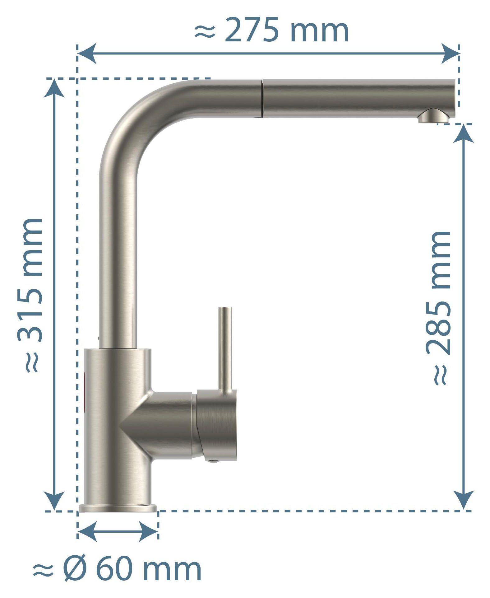 (1-St) /Eco-Click-Fkt. schwenkbar Infrarottechnologie/Cold-Start-Fkt./360° VITAL Schütte Spültischarmatur Edelstahloptik