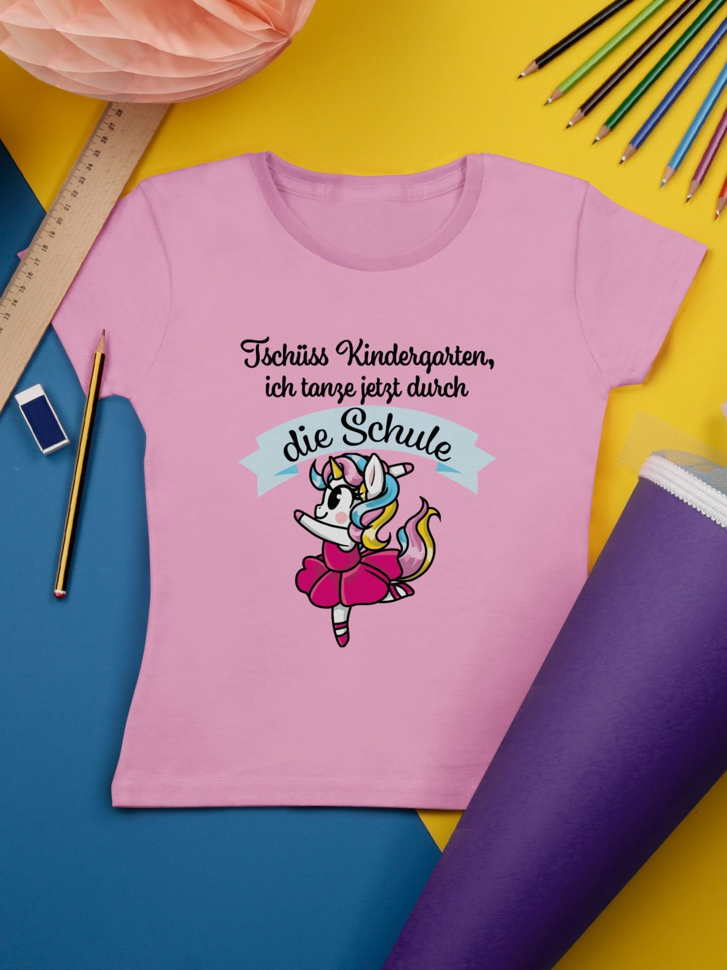 ich Einhorn Einschulung Schule jetzt die Mädchen Rosa tanze Tschüss Ballett T-Shirt Kindergarten Shirtracer durch 2