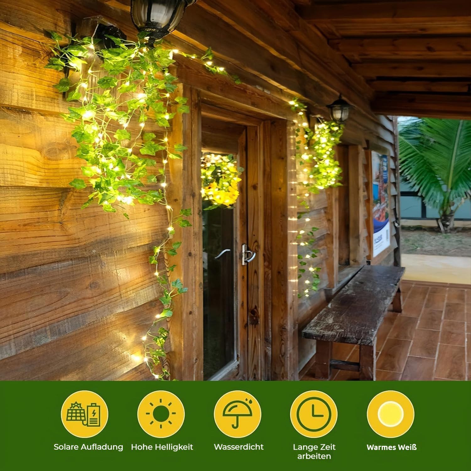 BlingBin LED-Lichterkette Solar Lichterkette Aussen, Efeu günstig online kaufen