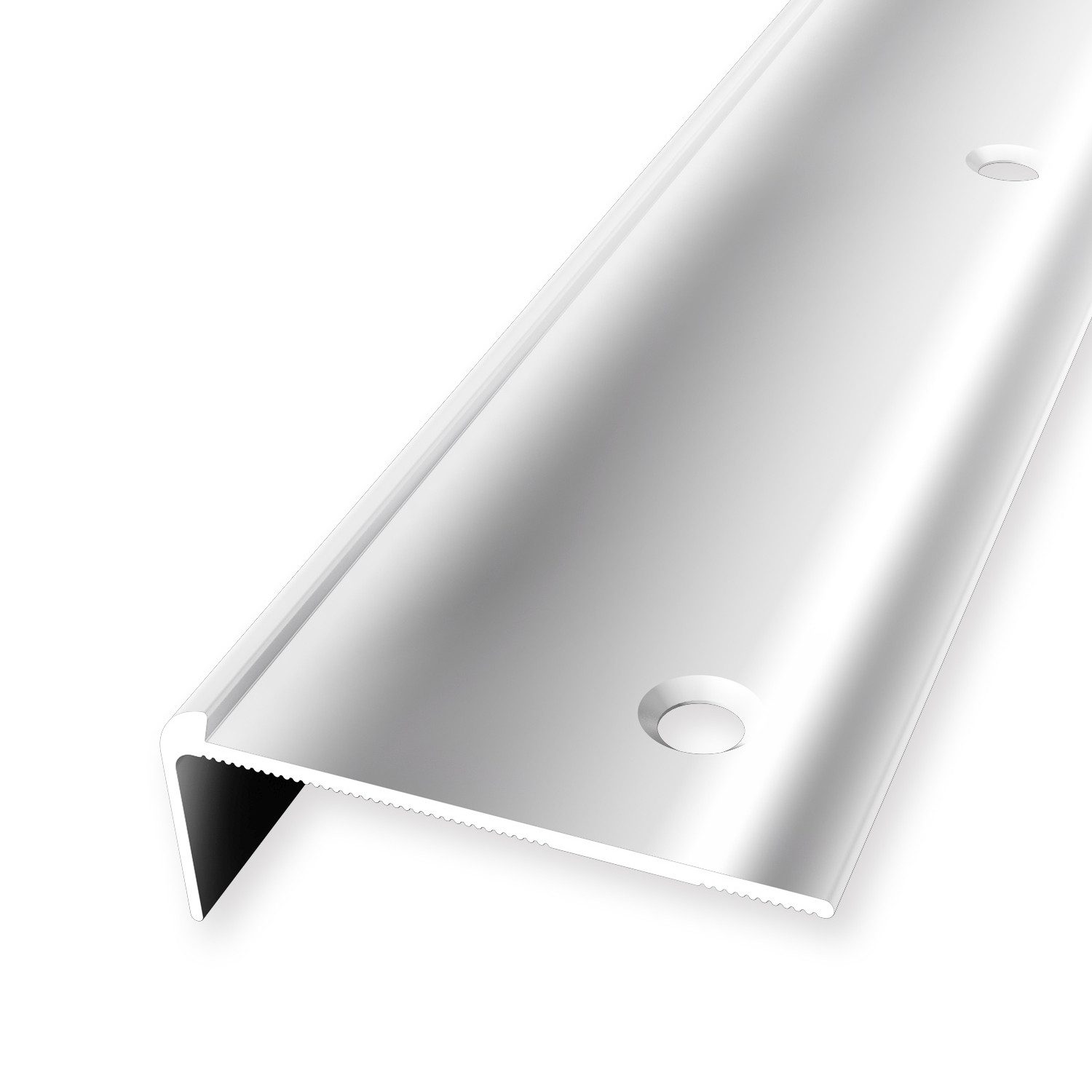 Küberit Treppenkantenprofil 18.5 x 48 x 2500 mm Winkelprofil Alu poliert Gebohrt Aluminium