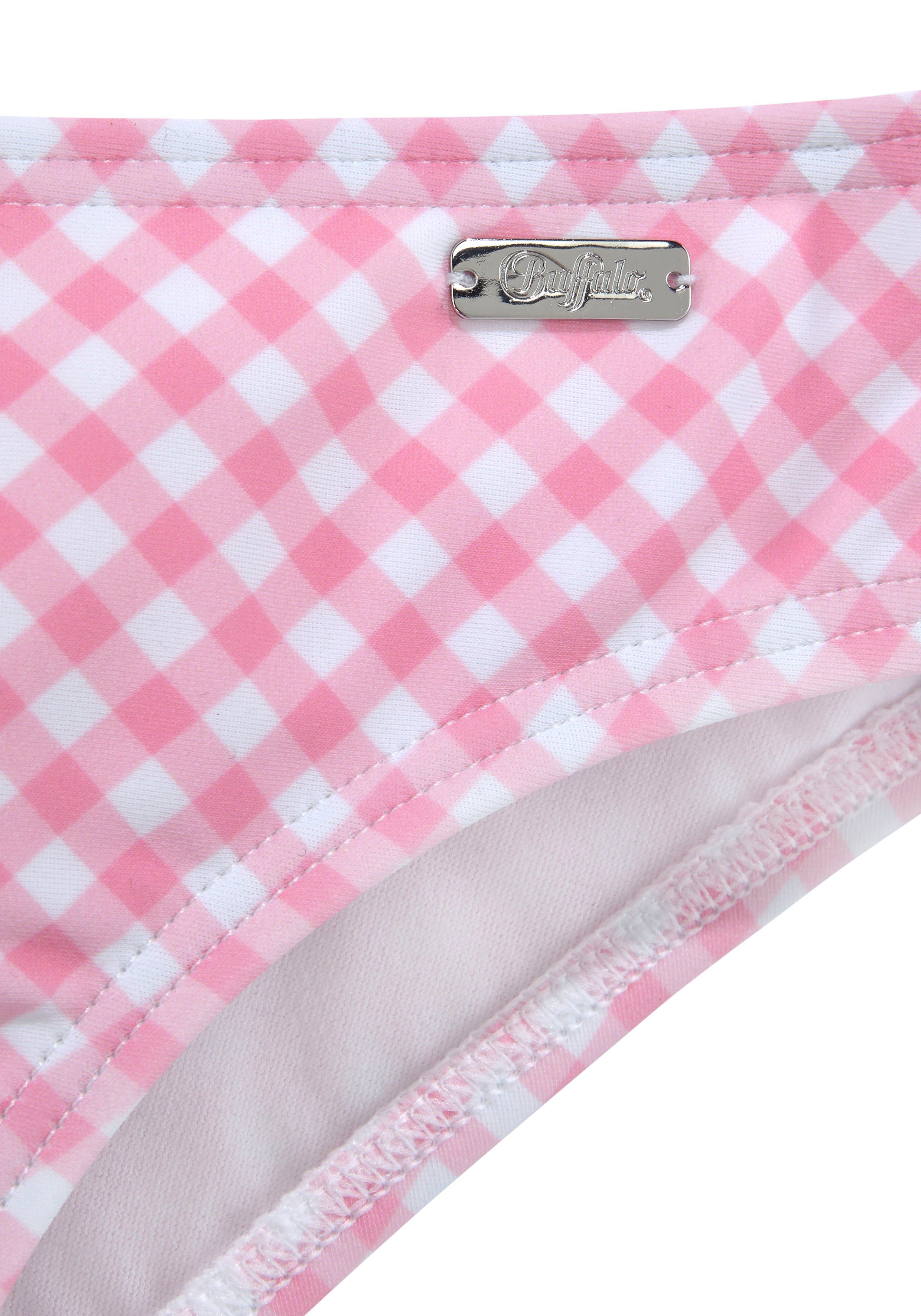 Karo unifarbenen Details Kids mit Bandeau-Bikini Buffalo rosa-weiß