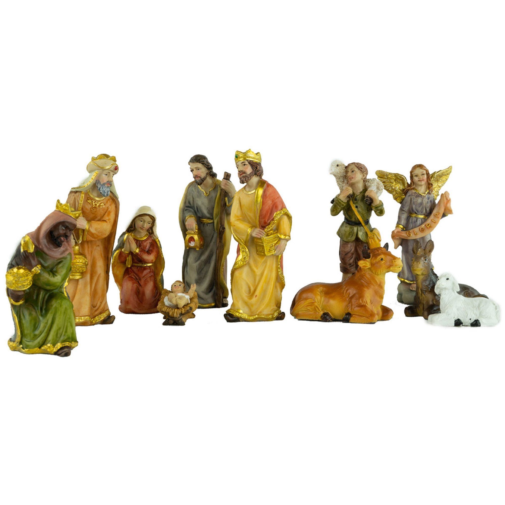 Handbemalte Moorsbrunn gestaltetes 650-7 Figurensatz Krippenursel F 12-tlg. Weihnachtskrippe inkl. Figuren,detailliert Krippe (12-tlg), Krippenhaus