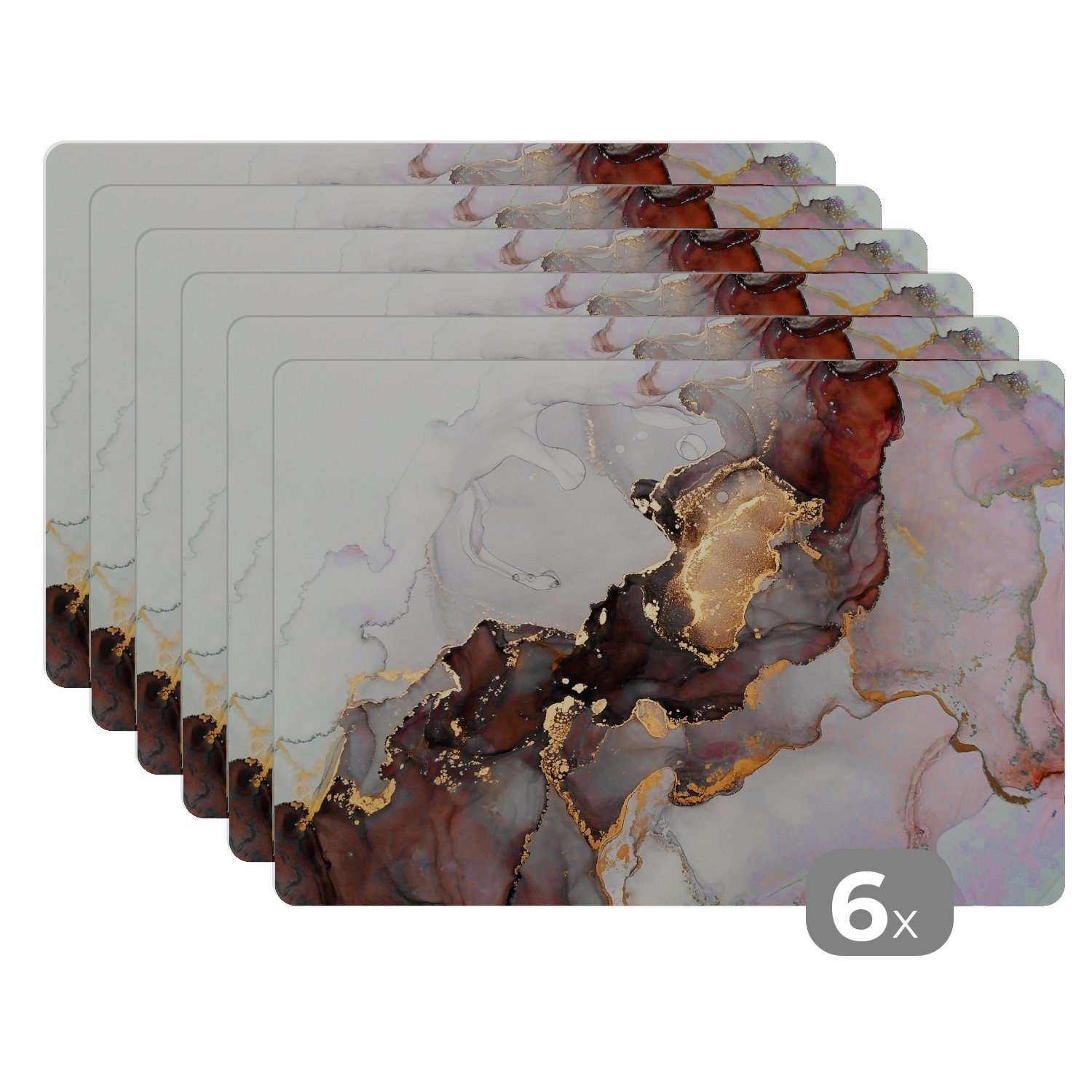 Platzset Rot - Marmor - Gold, günstig online kaufen