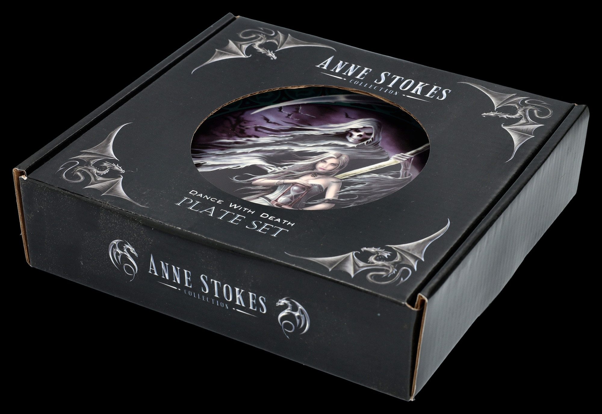 Figuren Shop GmbH Teller Teller 4er Set - Dance with Death by Anne Stokes - Gothic Dekoteller, (4 St)