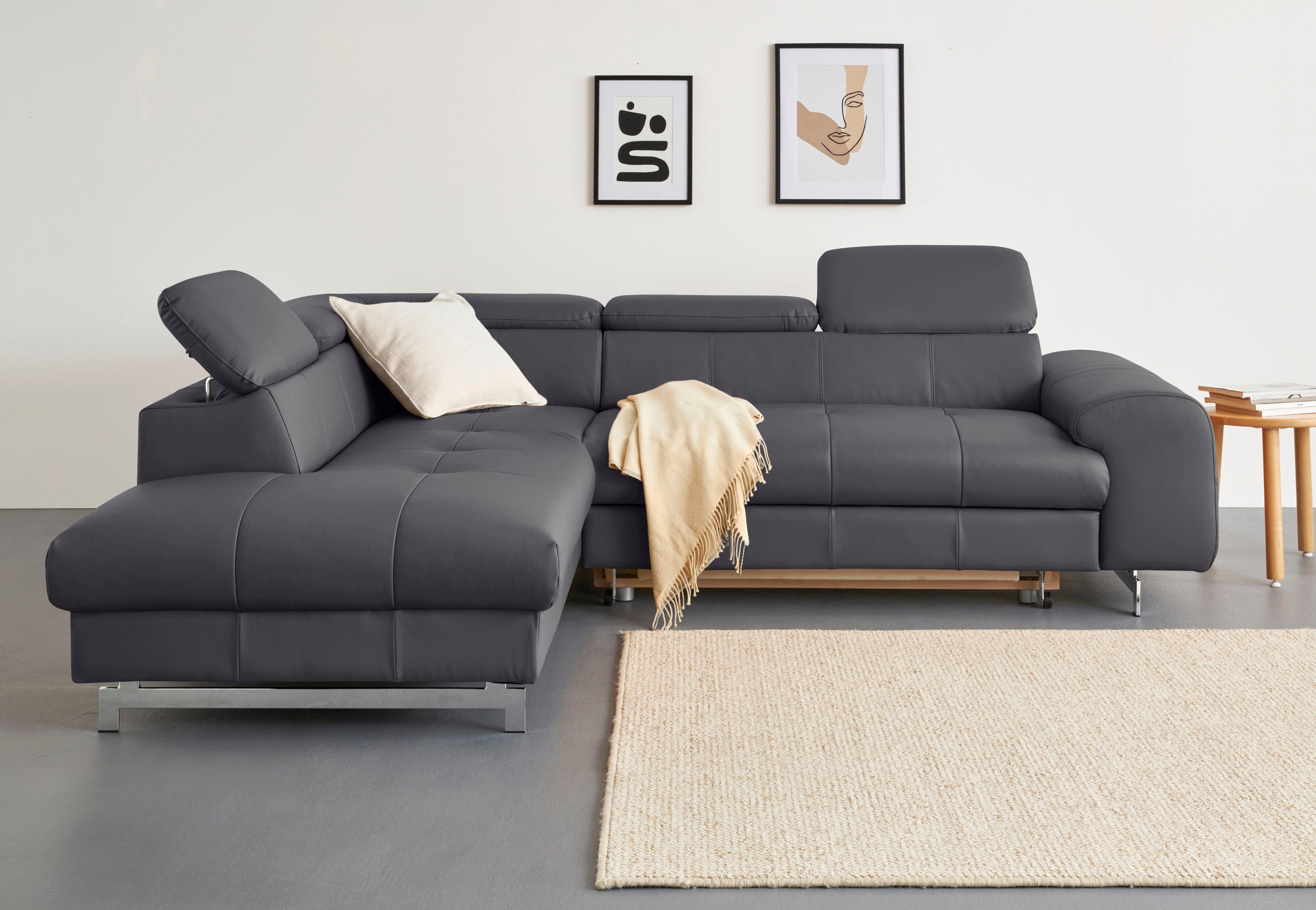 COTTA Ecksofa "Chef L-Form", mit Kopfteilverstellung, edle Metallkufen, wah günstig online kaufen
