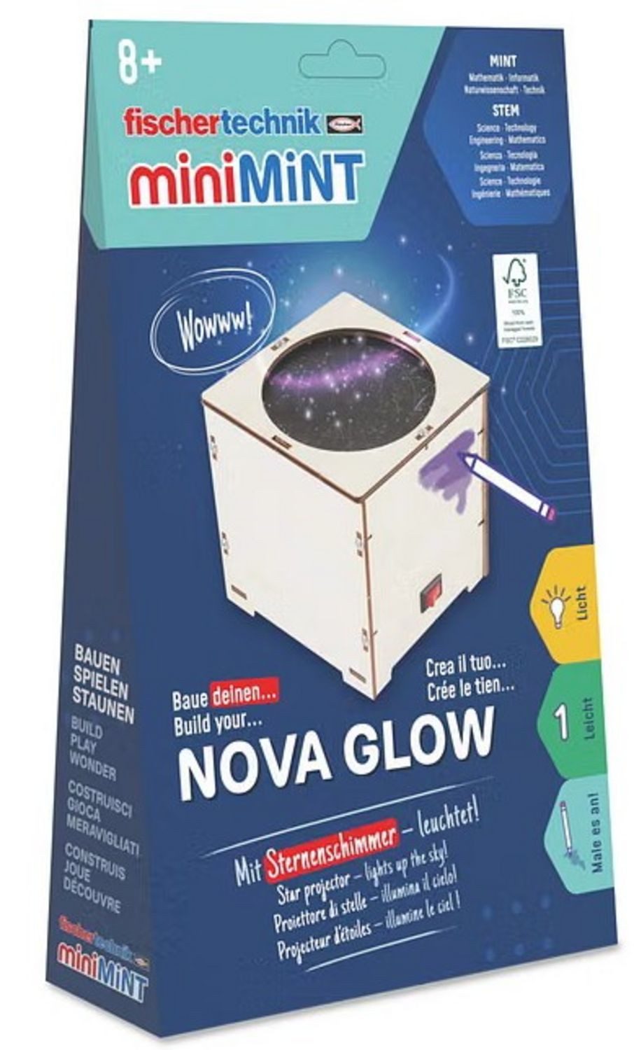fischertechnik Fischertechnik 579987 - miniMINT, Nova Glow, Sternenhimmel-Projektor, Konstruktions-Spielset