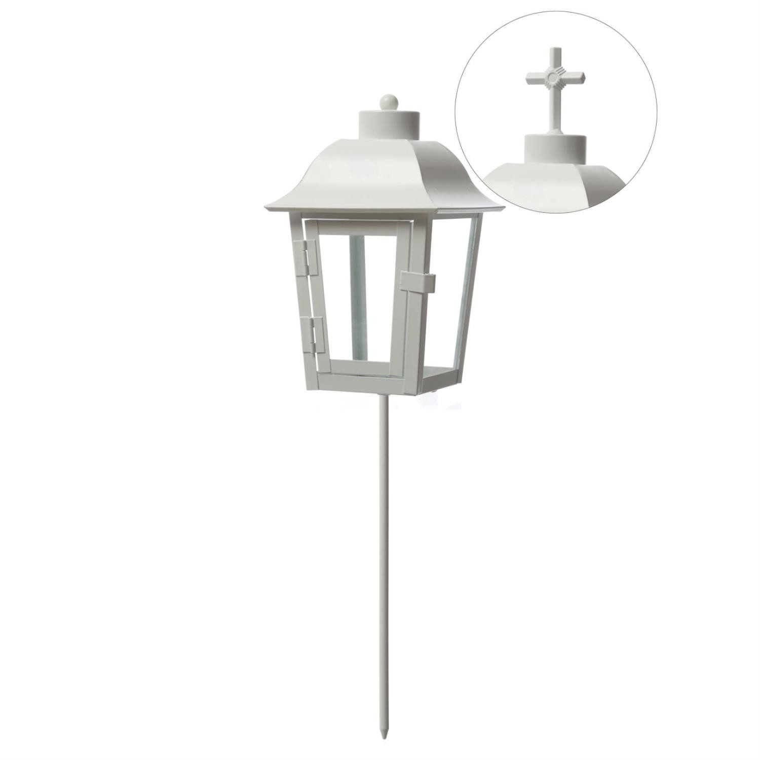 MARELIDA Laterne Grablaterne Grablicht wechselbare Spitzen Grableuchte Grablampe weiß