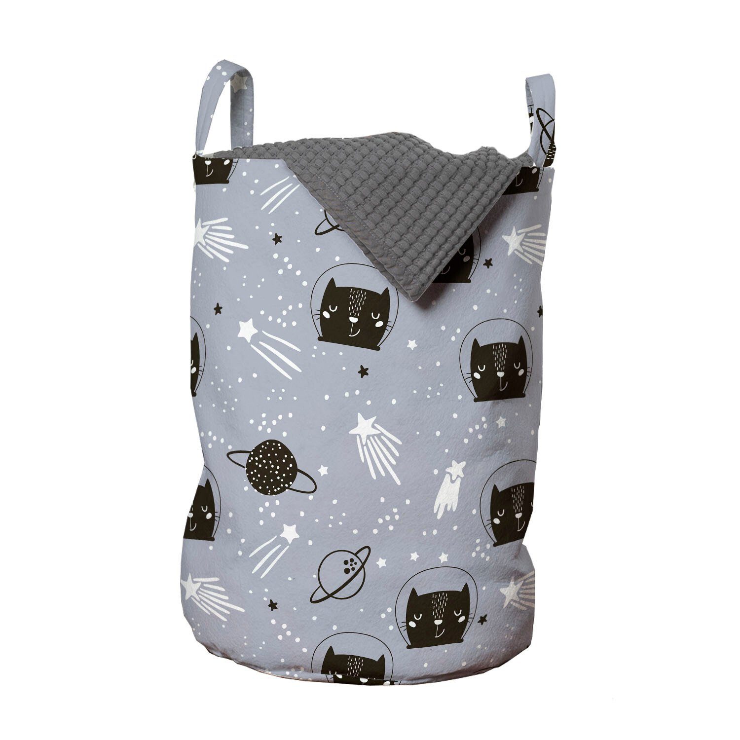 Abakuhaus Wäschesäckchen Wäschekorb mit Griffen Kordelzugverschluss für Waschsalons, Weltraum Astronaut Katzen