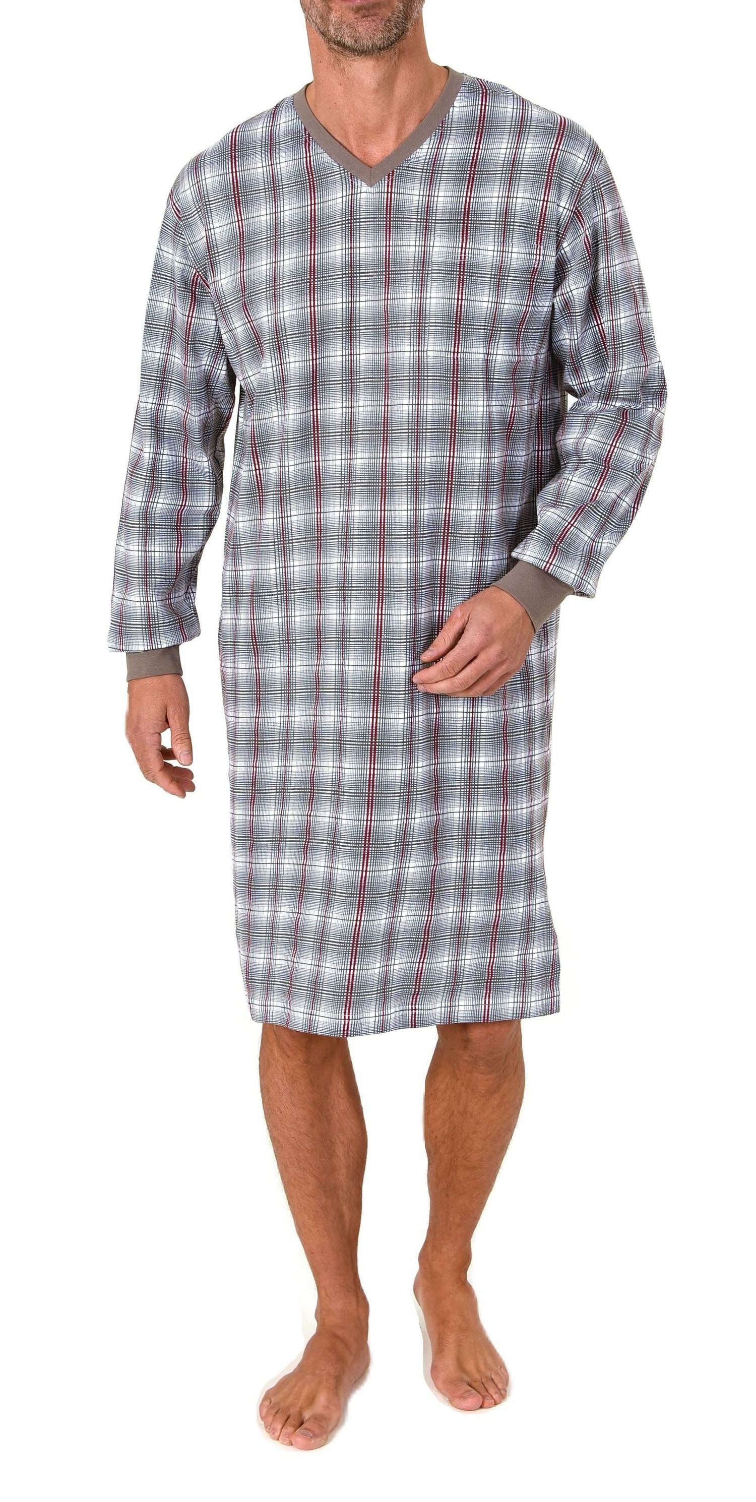 Pyjama Normann Herren langarm Nachthemd mit Bündchen – auch in Übergrößen