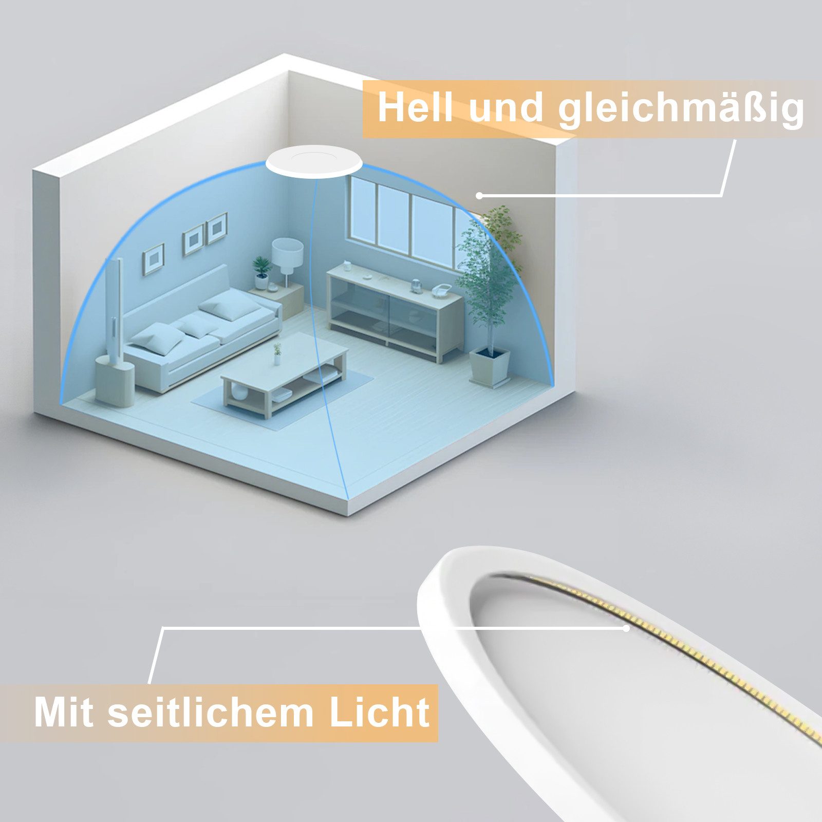 Nettlife LED Deckenleuchte Badezimmer Flach 30CM 24W Rund Weiß, Nicht Dimmbar, LED fest integriert, Warmweiß, Küchenlampe für Flur Küche Schalfzimmer Klassenzim – Bild 5 von 5