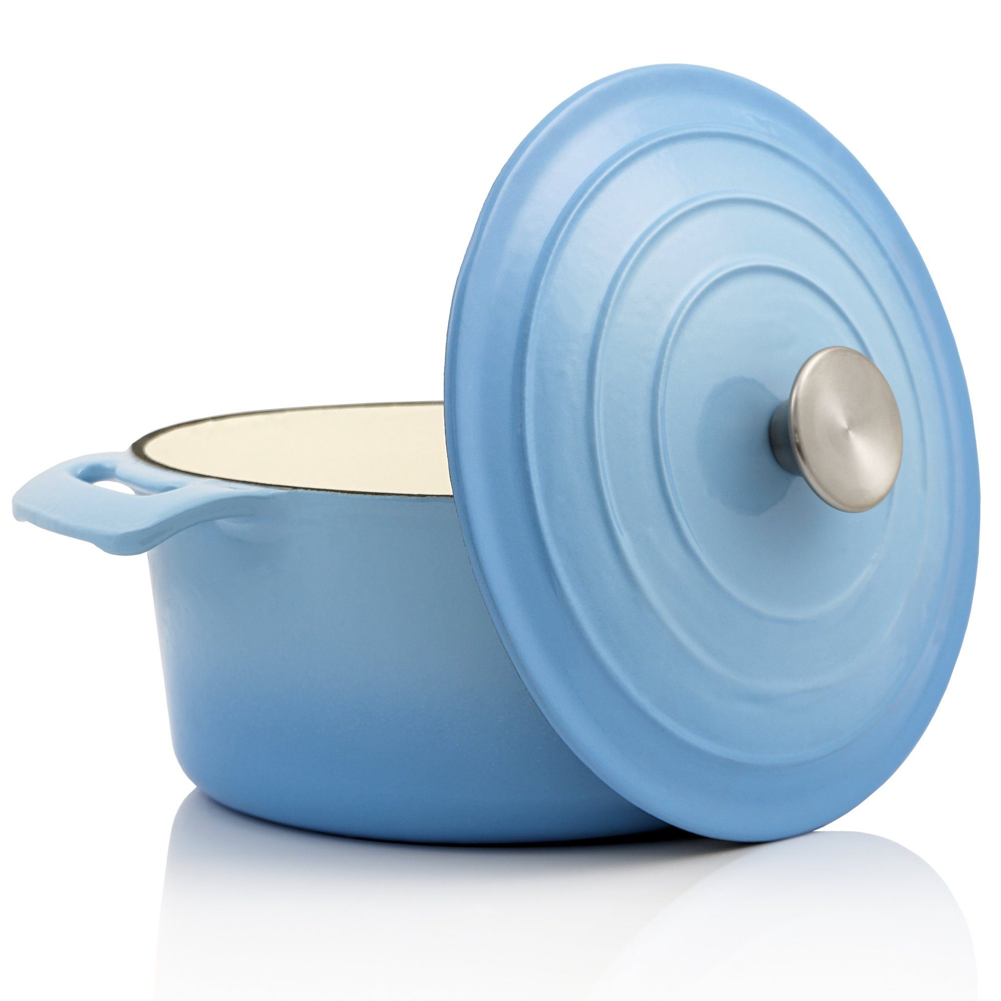 BBQ-Toro Bräter Emaillierter Gusseisen Cocotte mit Deckel, 4,0 Liter - Ø 24 cm, Gusseisen (1-tlg), Induktionsgeeignet