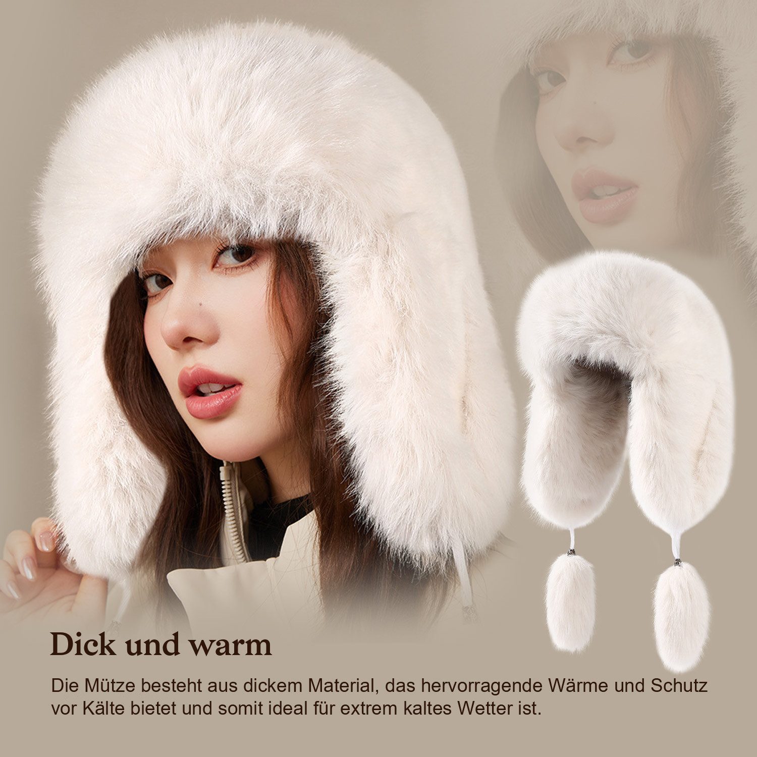 Refttenw Plüschmütze Fleecemütze,Damen Plüschmütze,Fellmütze,Ohrenmütze günstig online kaufen