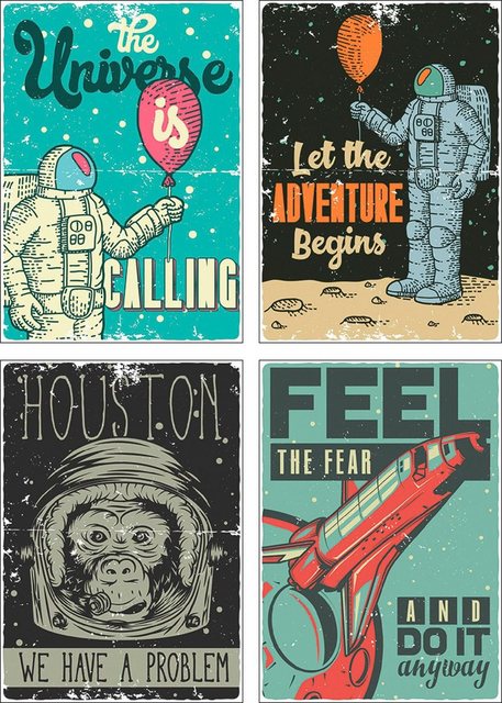 Artland Poster »Das Universum ruft Space Shuttle«, Sprüche & Texte (4 Stück), Poster, Wandbild, Bild, Wandposter-Otto