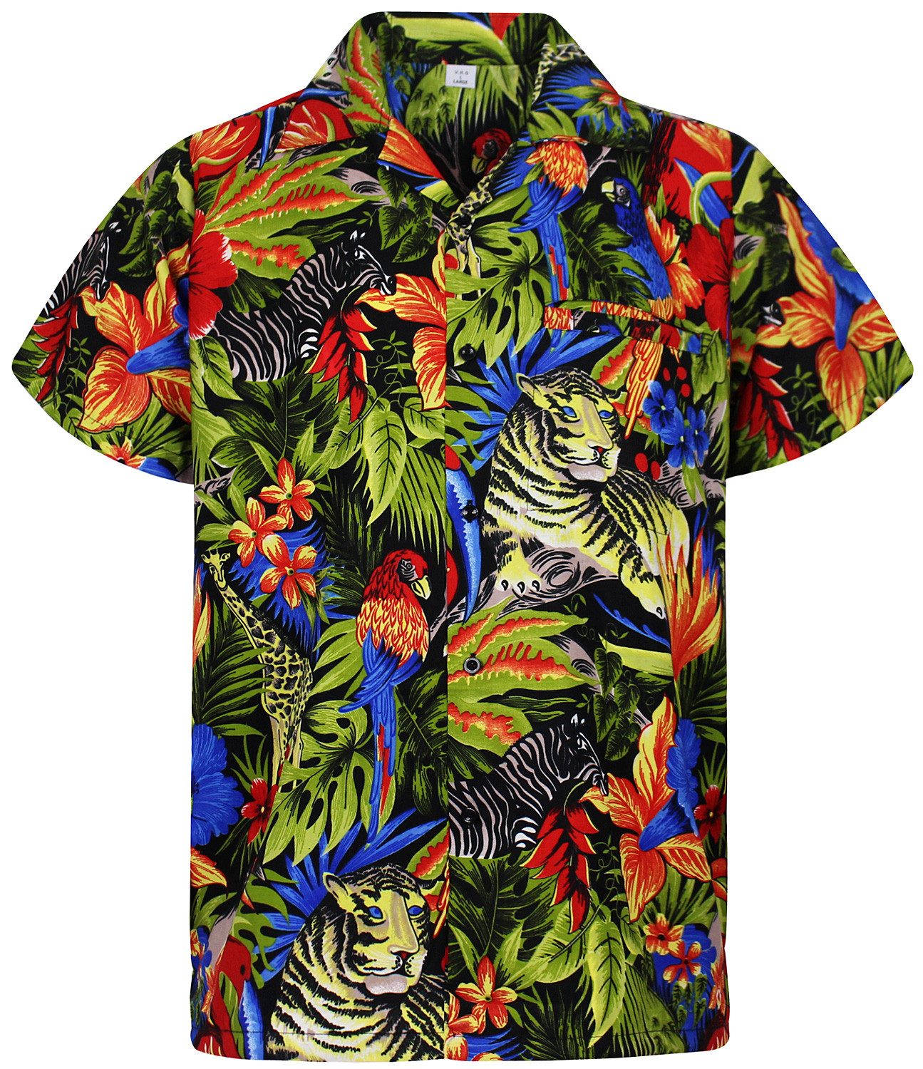 King Kameha Hawaiihemd Jungle Funky Hawaii-Hemd Herren Kurzarm Front-Tasche günstig online kaufen